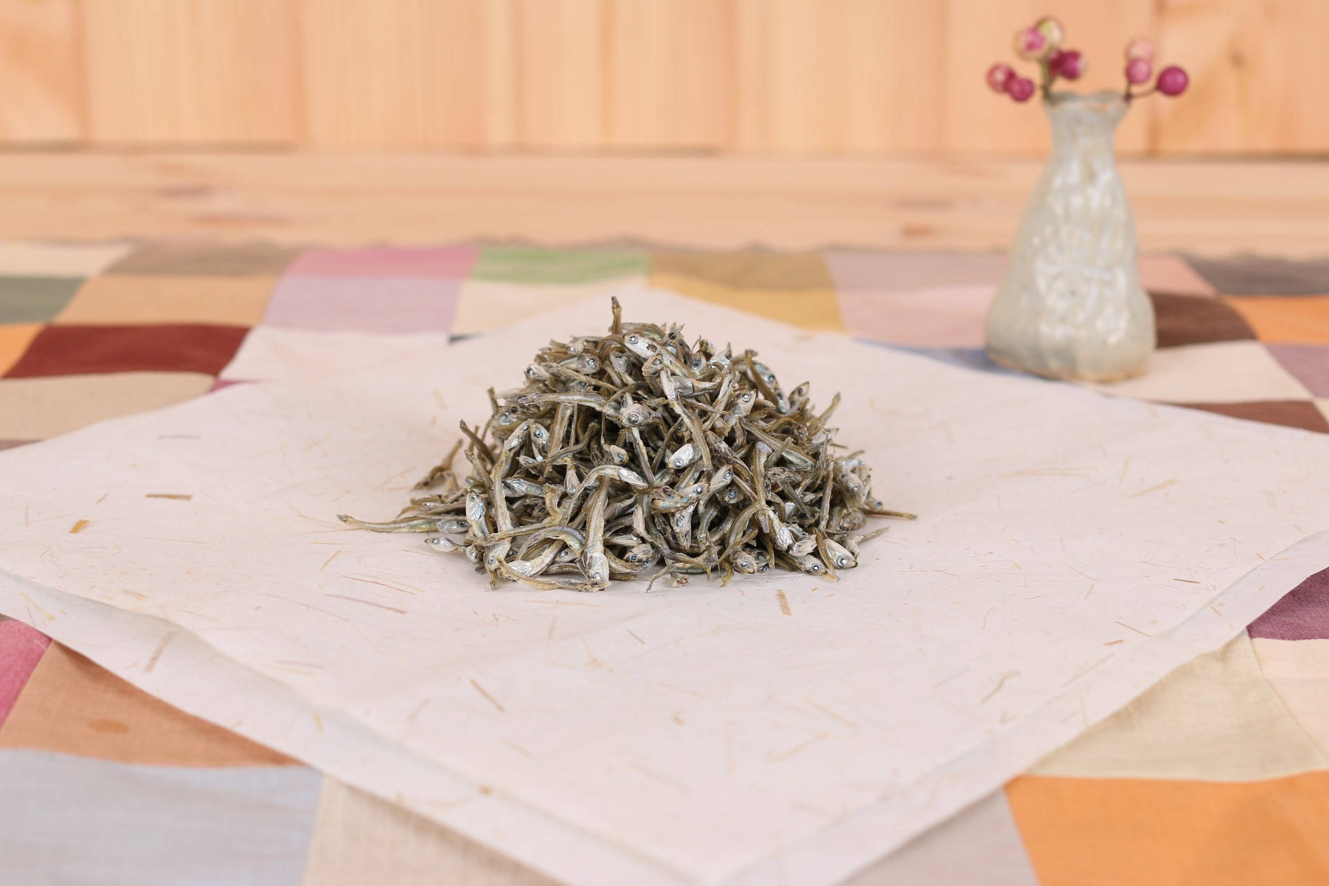 dried Japanese anchovies, silver fish, textured paper, Full HD Desktop Wallpaper