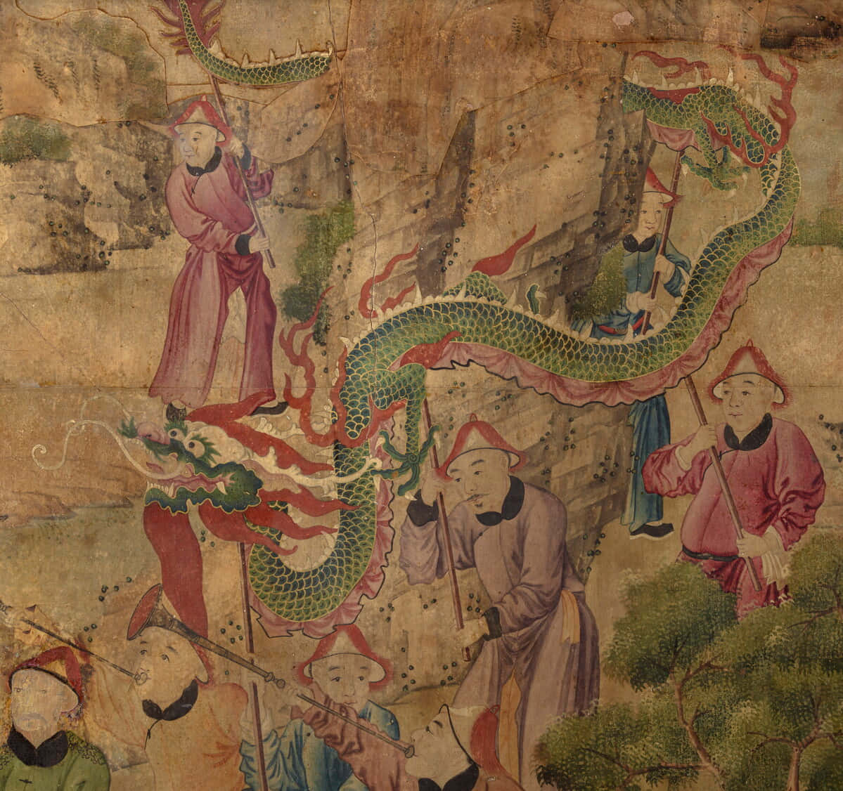 Ancient Chinese, scroll, men in traditional robes, SD Desktop Wallpaper