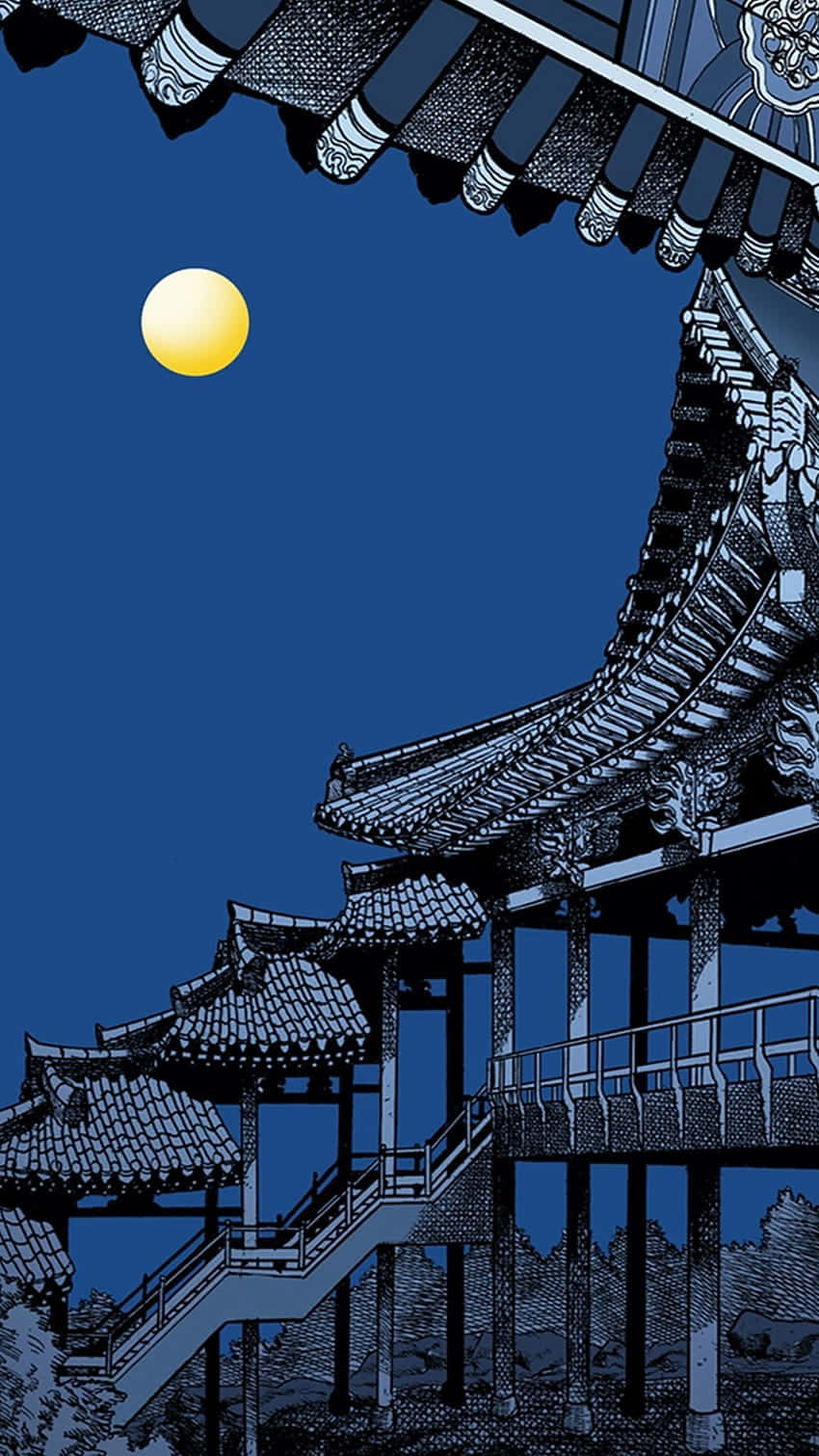 traditional East Asian architecture, curved roofs, intricate details, HD Phone Wallpaper