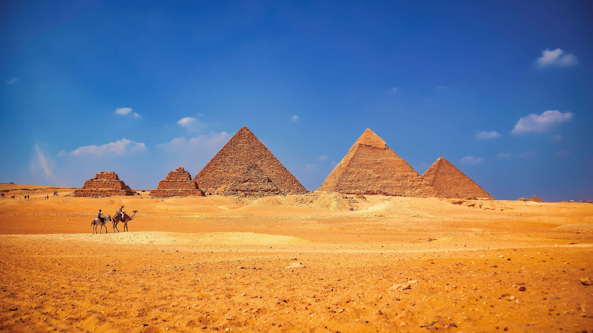 Ancient Egypt, pyramids, golden desert sands, Full HD Desktop Wallpaper