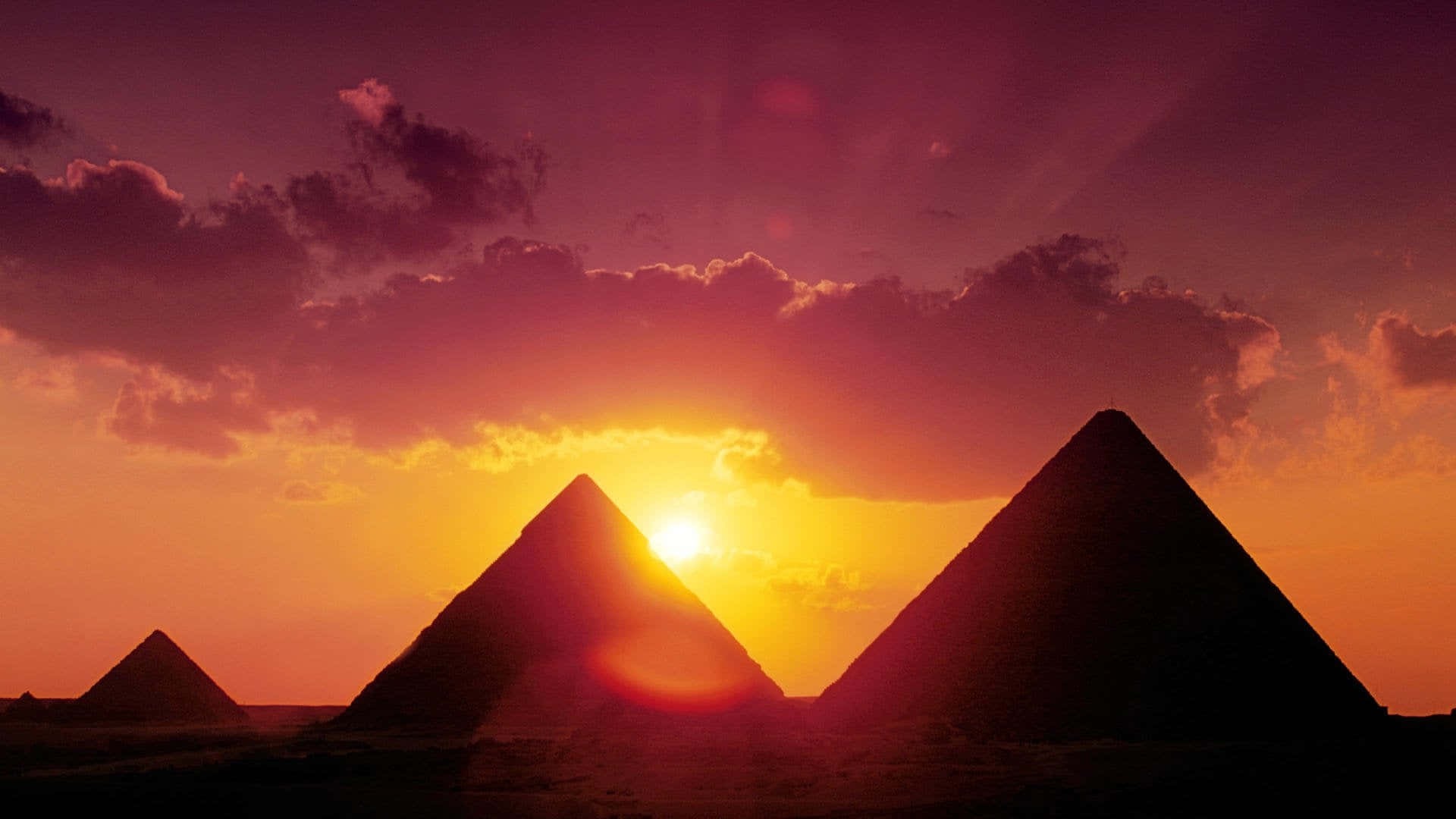 Ancient Egypt, pyramids, sunset, Full HD Desktop Wallpaper