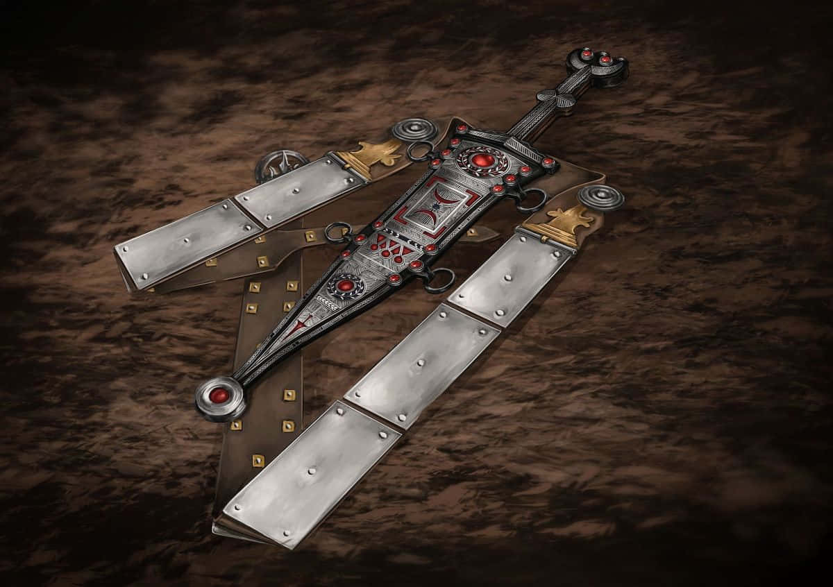 Ancient Weapons, fantasy sword, red gemstones, SD Desktop Wallpaper
