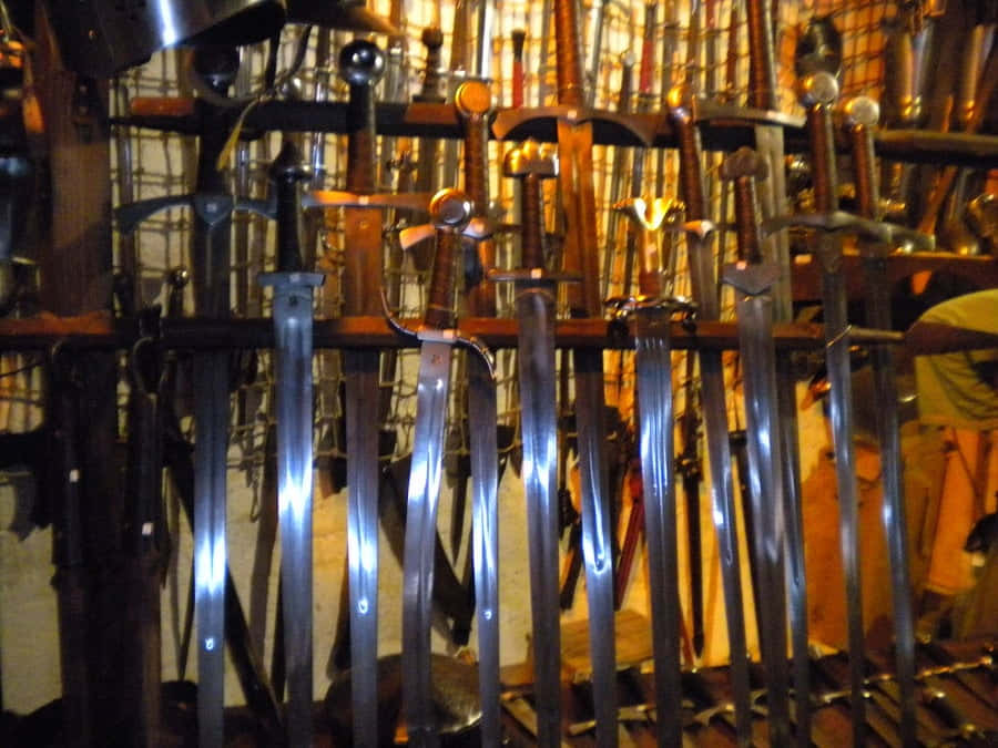 Ancient Weapons, medieval swords, reflective blades, SD Desktop Wallpaper