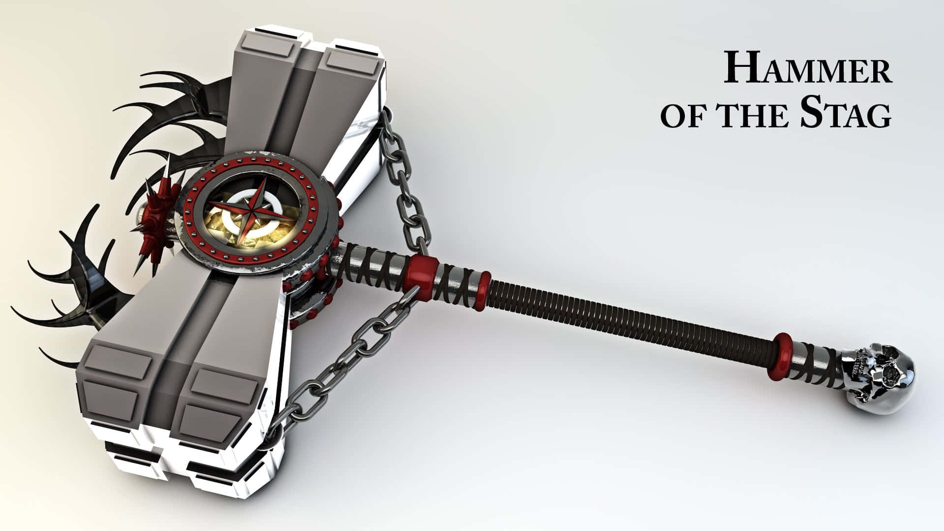 Ancient Weapons, futuristic hammer, skull-tipped chain, Full HD Desktop Wallpaper