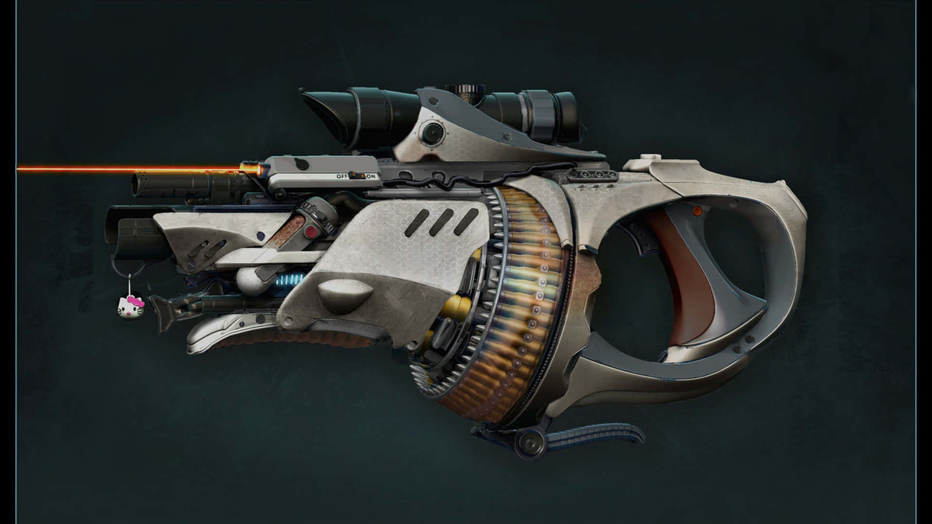 Ancient Weapons, glowing orange laser, dark backdrop, Full HD Desktop Wallpaper