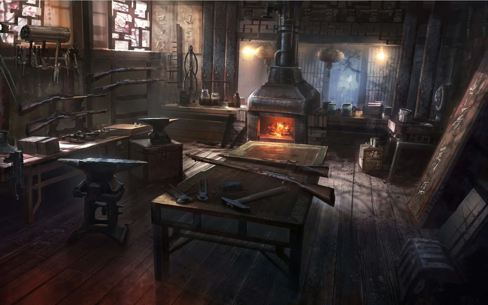 Ancient Weapons, forge, furnace, HD Desktop Wallpaper