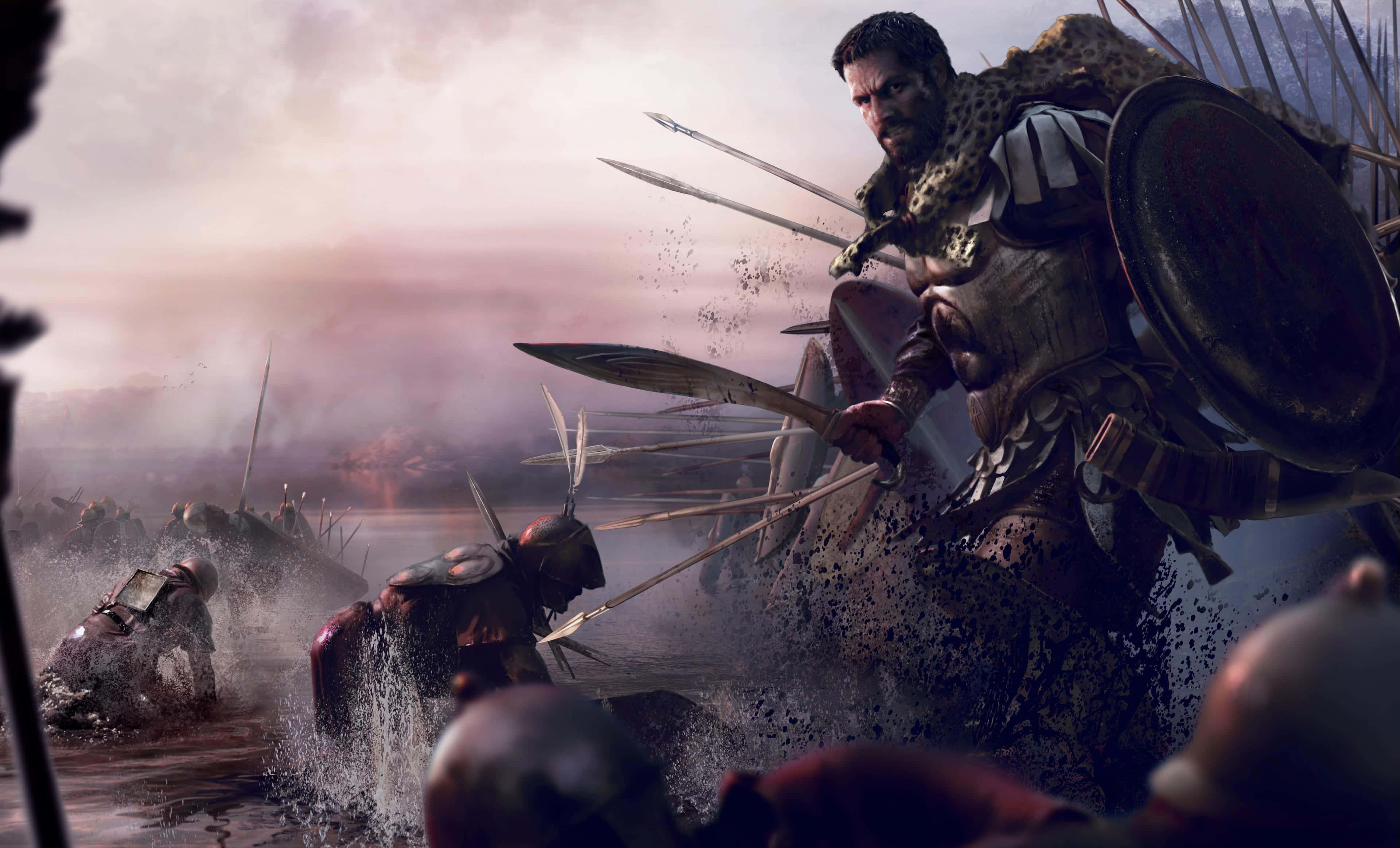 Ancient Warrior, armor, sword, 4K Desktop Wallpaper