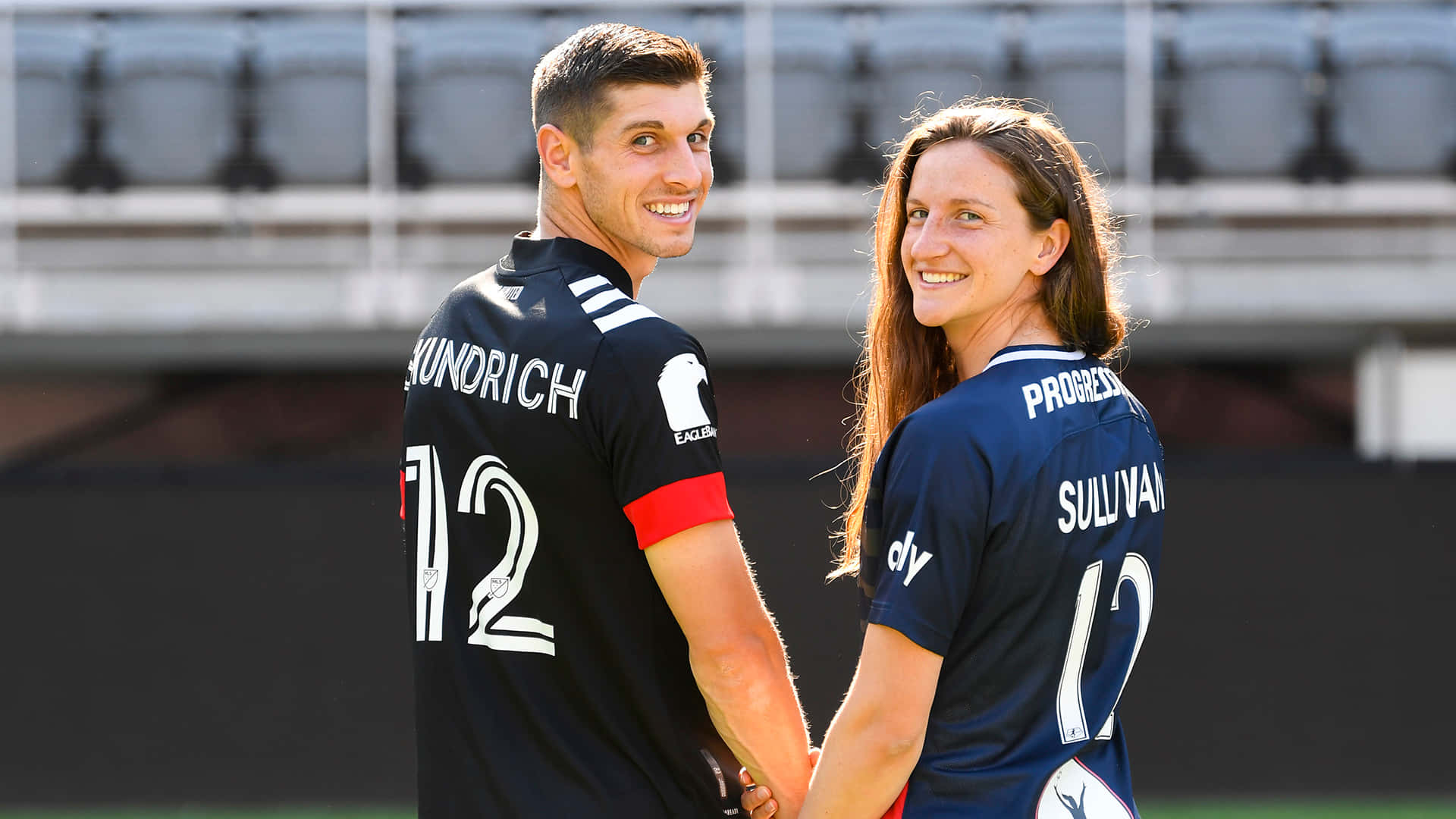 Andi Sullivan, soccer players, dark jerseys, Full HD Desktop Wallpaper