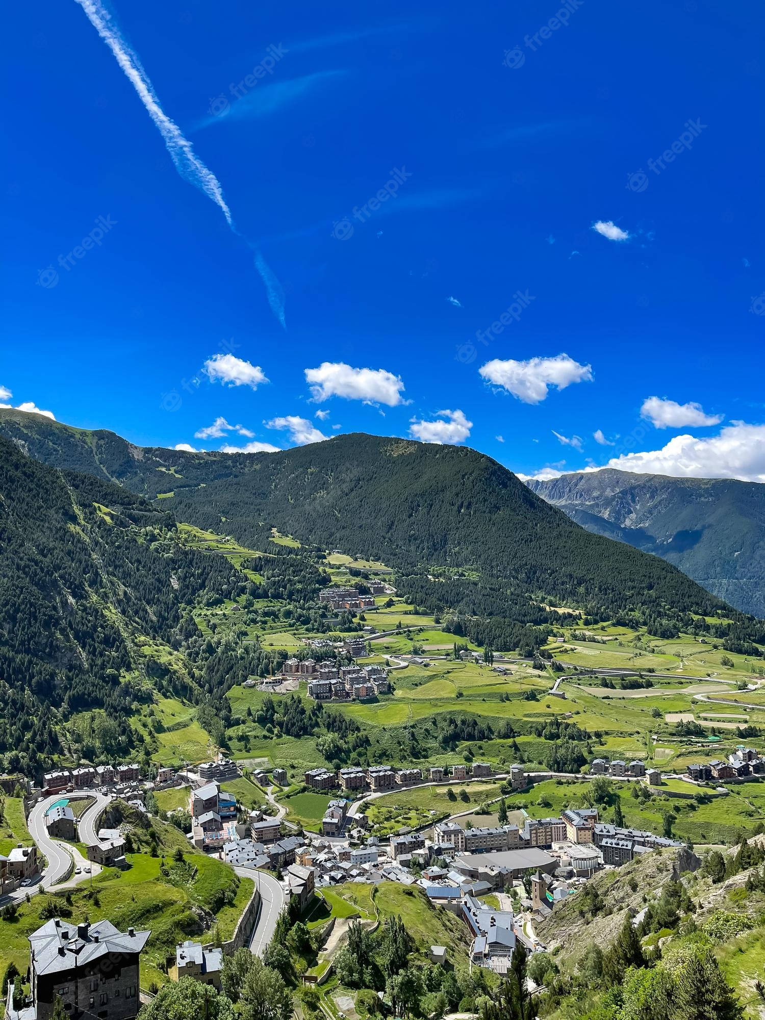 Andorra, grassy mountains, mountain village, Full HD Phone Wallpaper