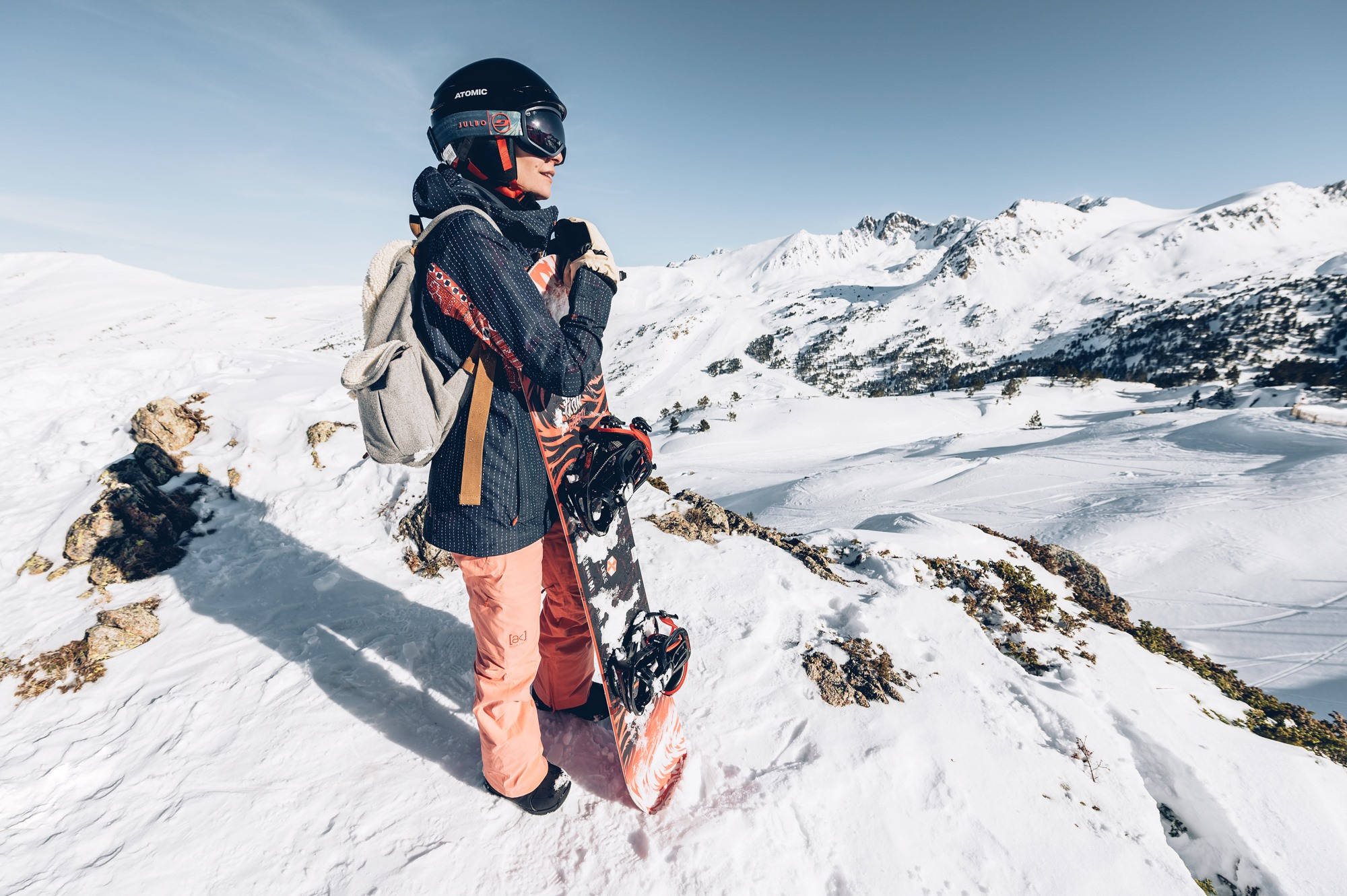 Andorra, snowboarder, vibrant orange pants, Full HD Desktop Wallpaper