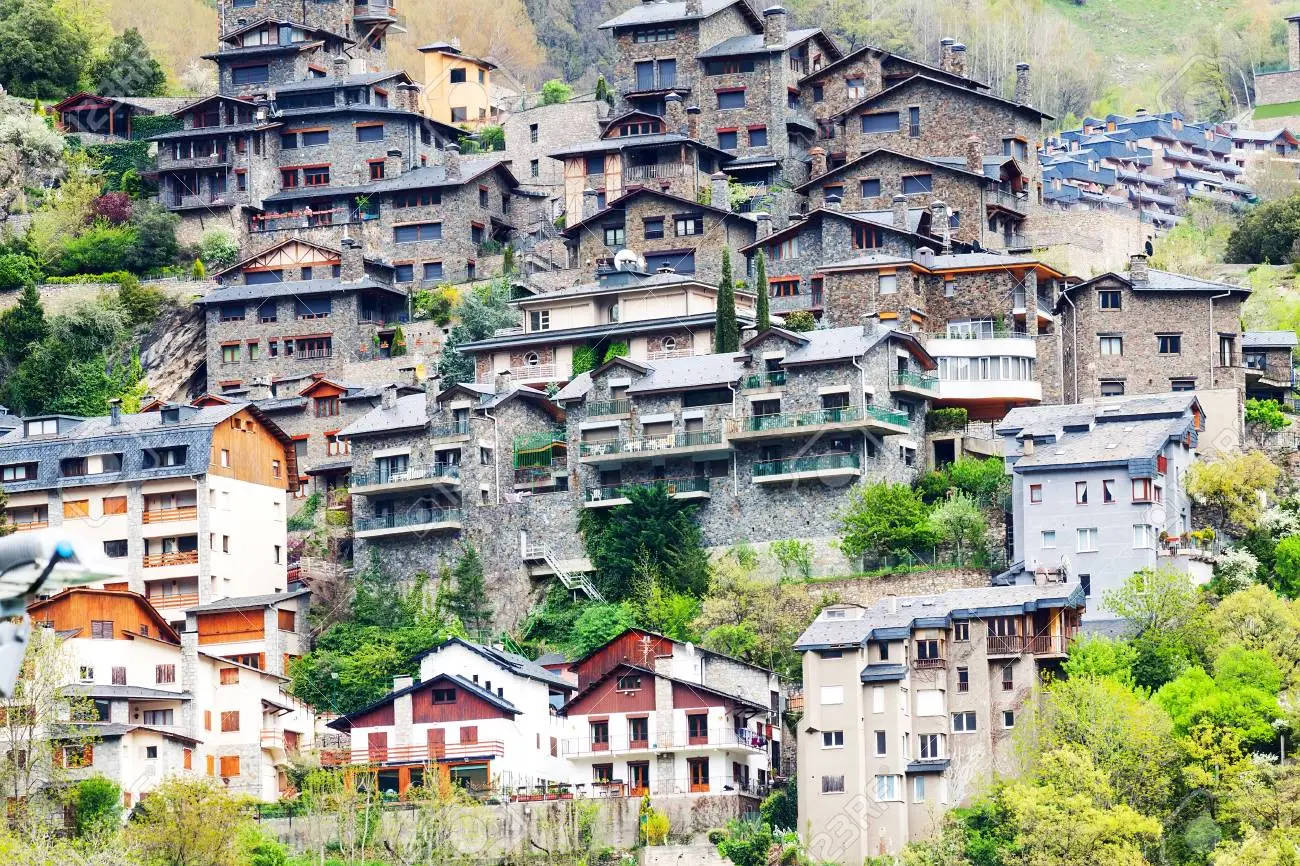 Andorra, stone houses, hillside village, HD Desktop Wallpaper