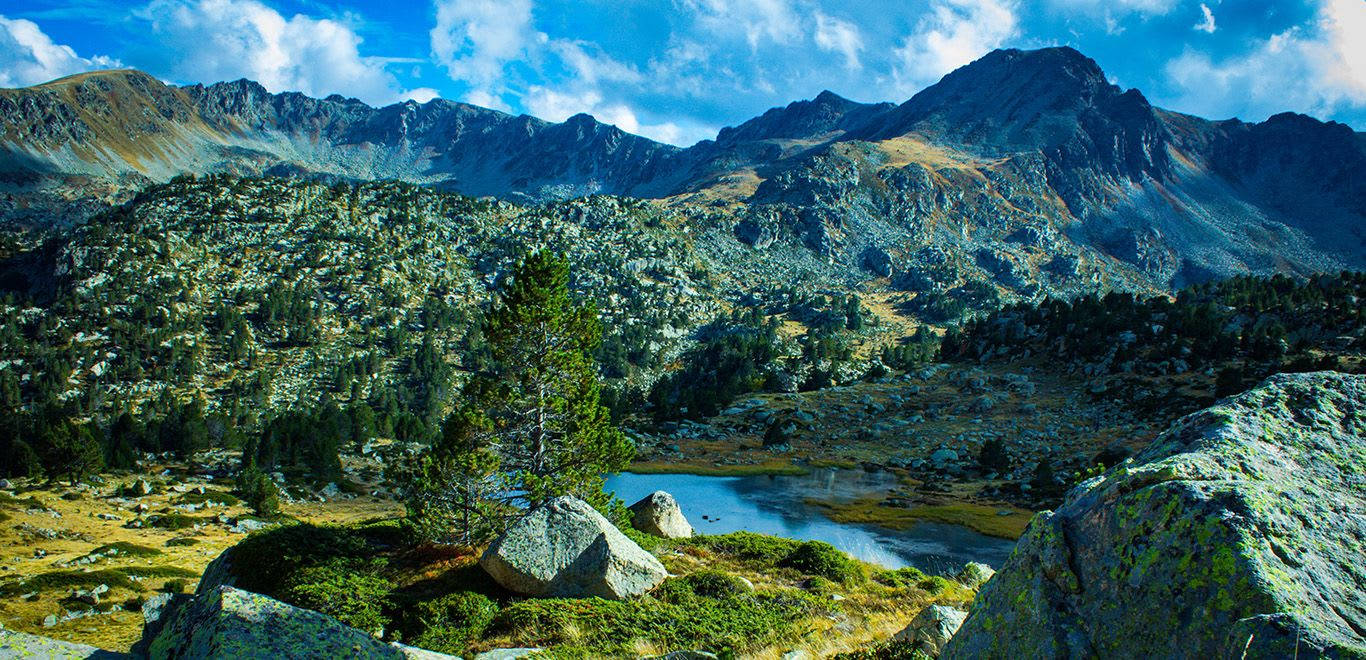 Andorra, grassy mountains, mountain lake, HD Desktop Wallpaper
