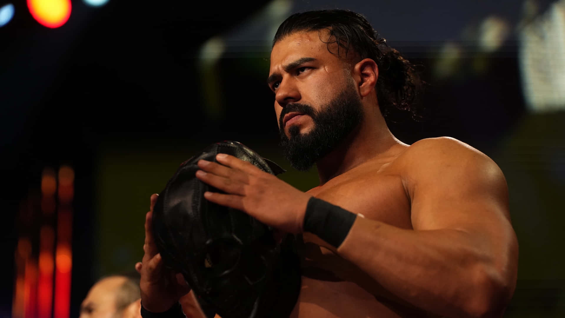 Andrade El Idolo, black mask, muscular wrestler, Full HD Desktop Wallpaper
