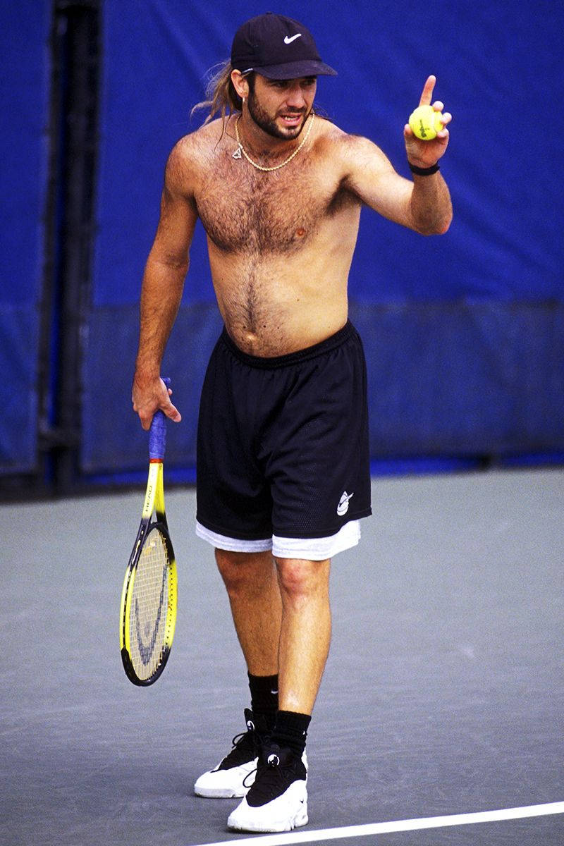 Andre Agassi, black cap, racket, SD Phone Wallpaper