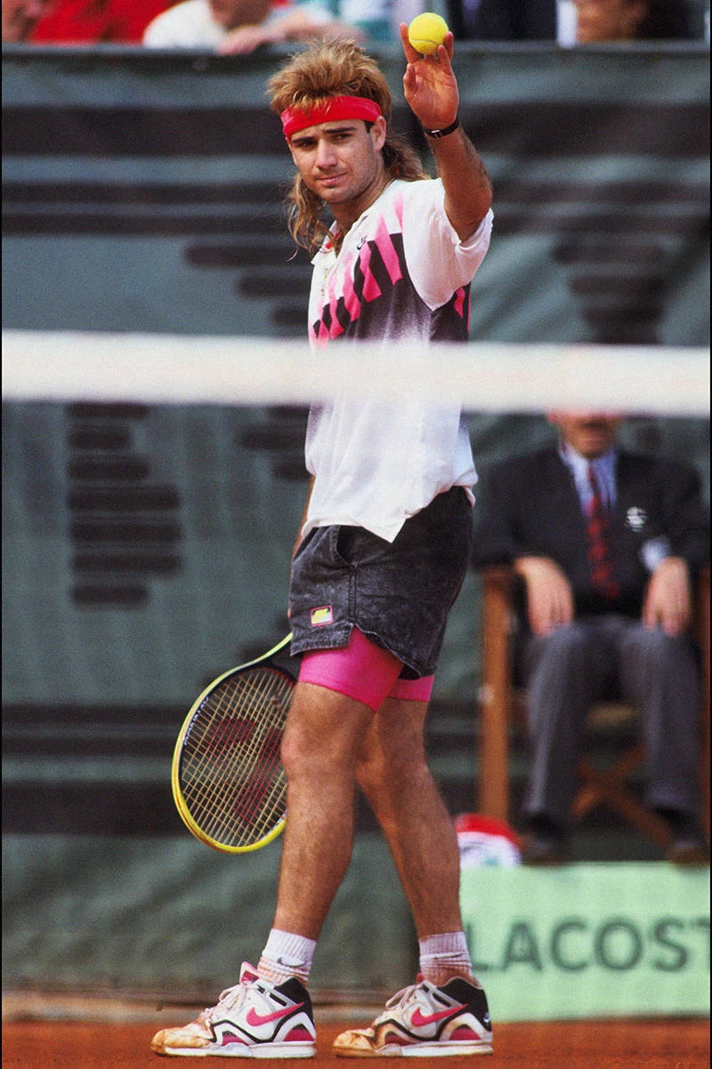 Andre Agassi, 90s attire, clay court, SD Phone Wallpaper