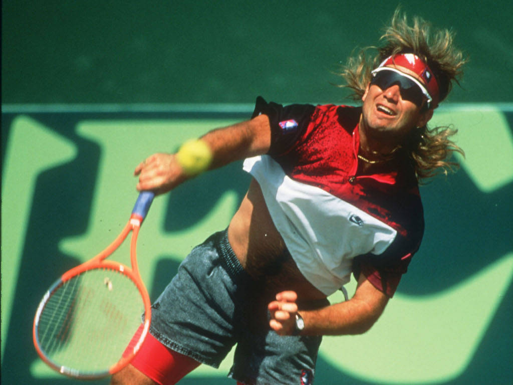 Andre Agassi, black sunglasses, green court, SD Desktop Wallpaper