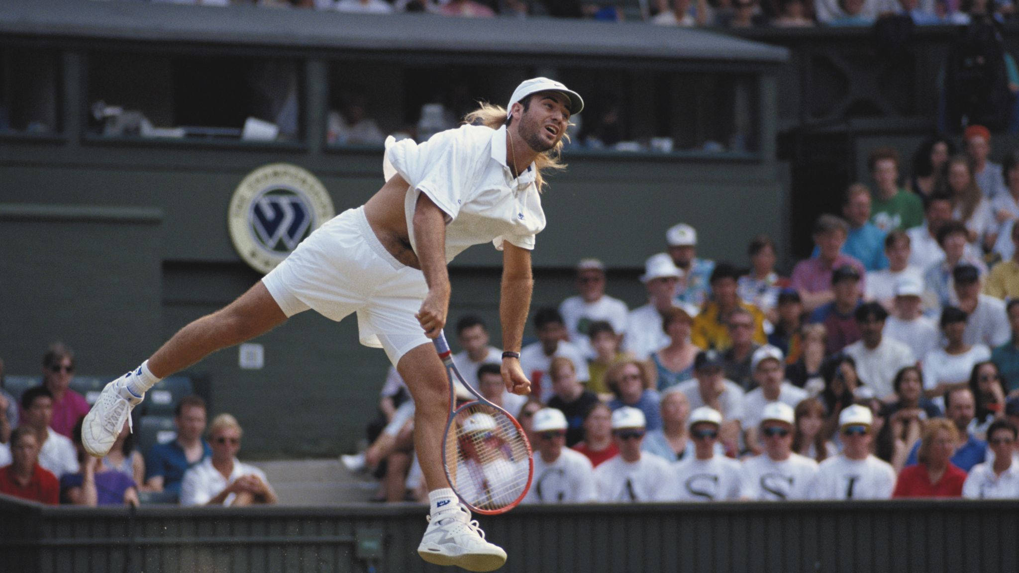 Andre Agassi, 1992 Wimbledon Championships, white gear, Full HD Desktop Wallpaper