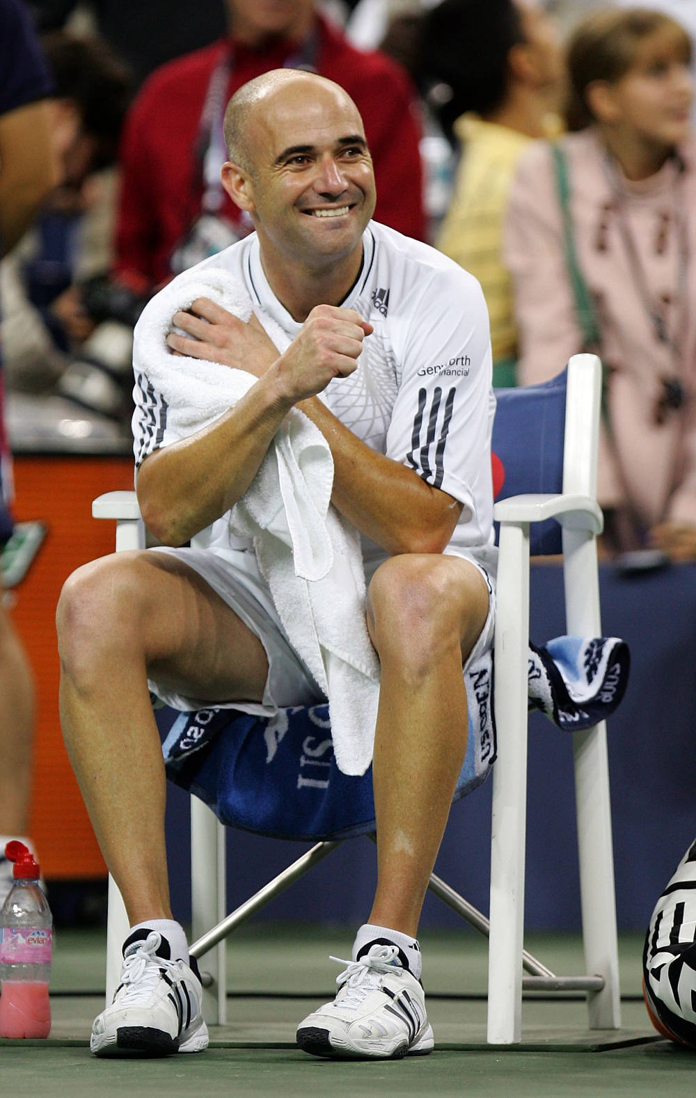 Andre Agassi, bald tennis player, chair, HD Phone Wallpaper