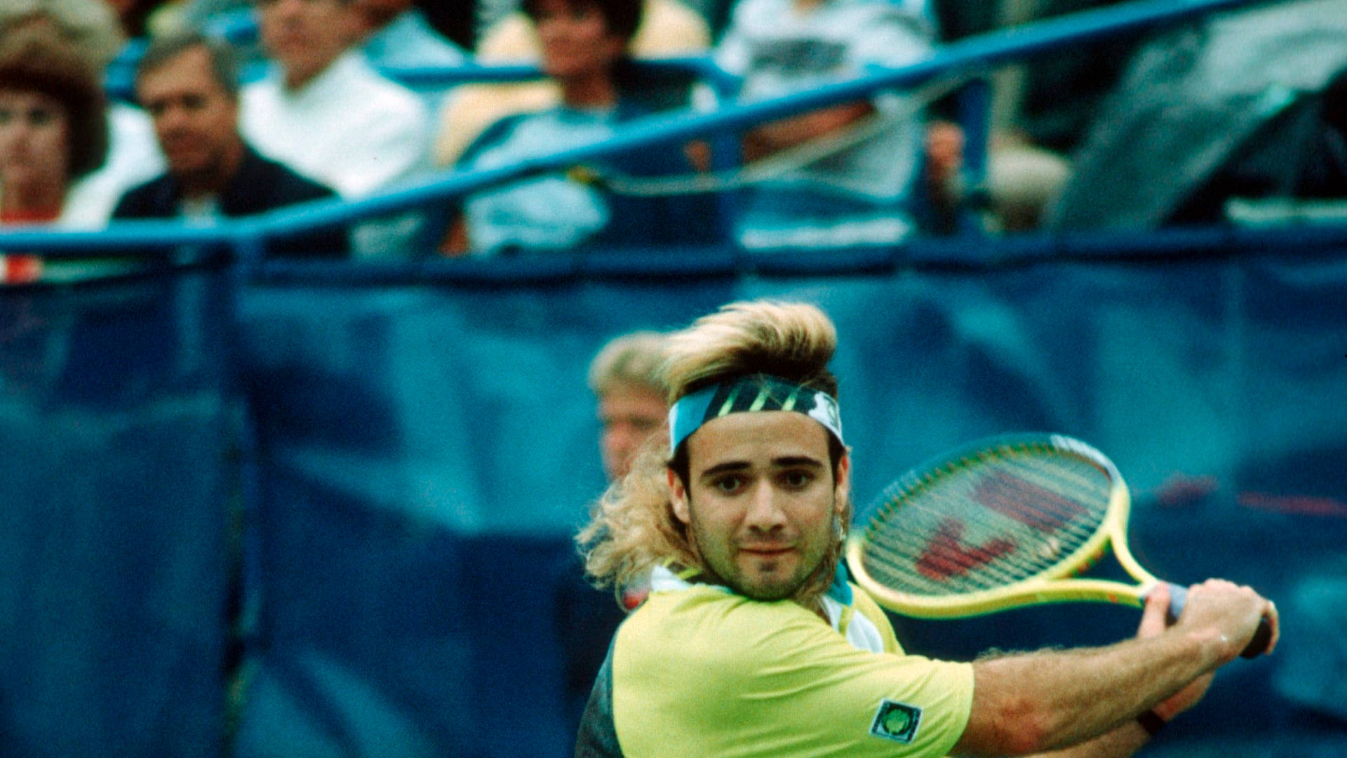 Andre Agassi, blonde mullet, headband, Full HD Desktop Wallpaper