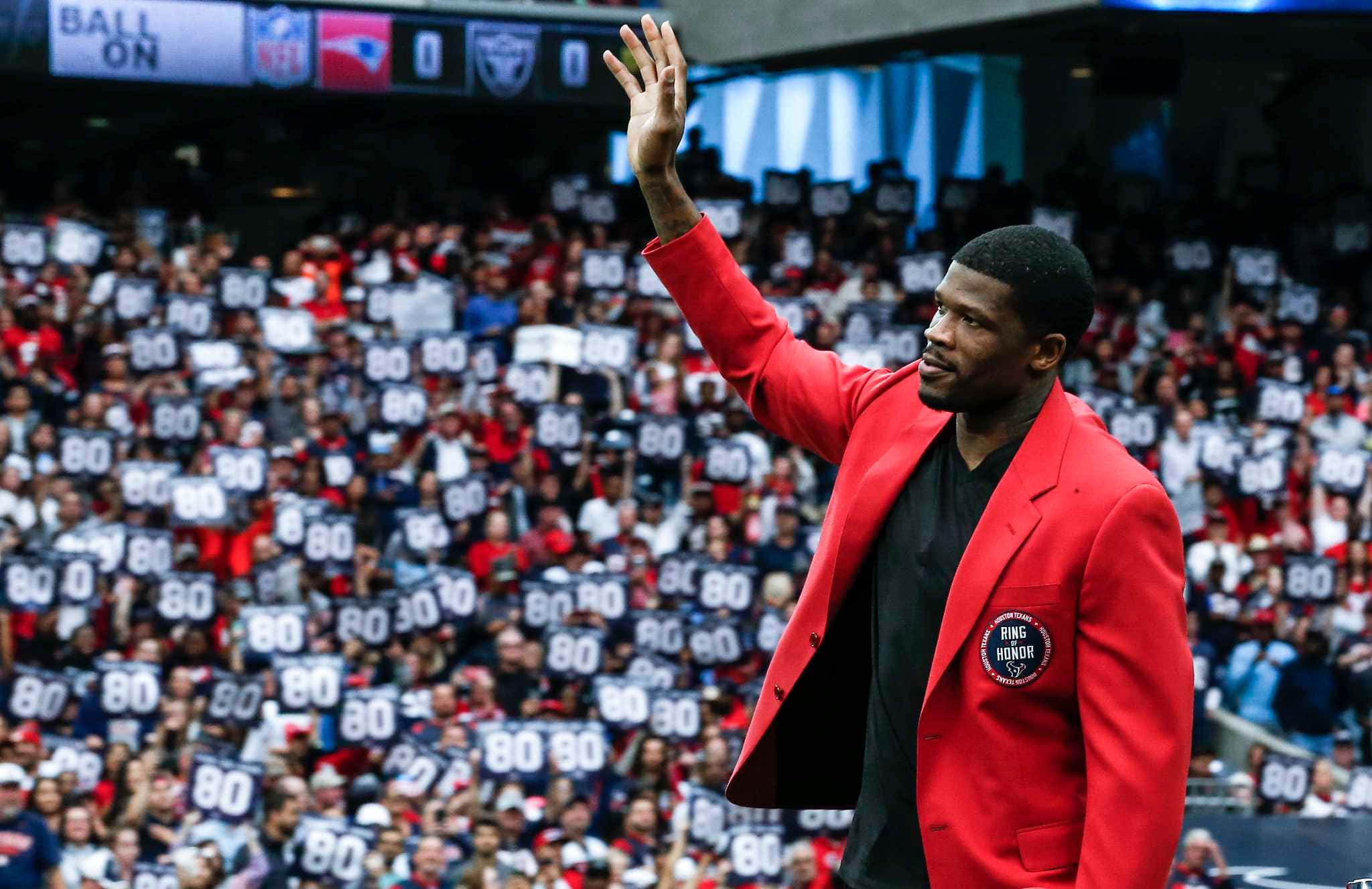 Andre Johnson, red jacket, 80 signs, Full HD Desktop Wallpaper