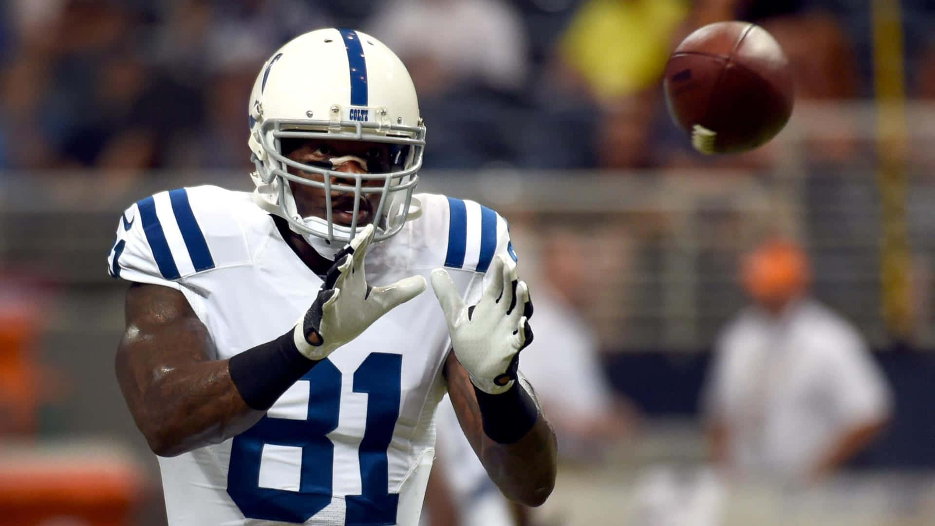 Andre Johnson, number 81, white and blue uniform, Full HD Desktop Wallpaper