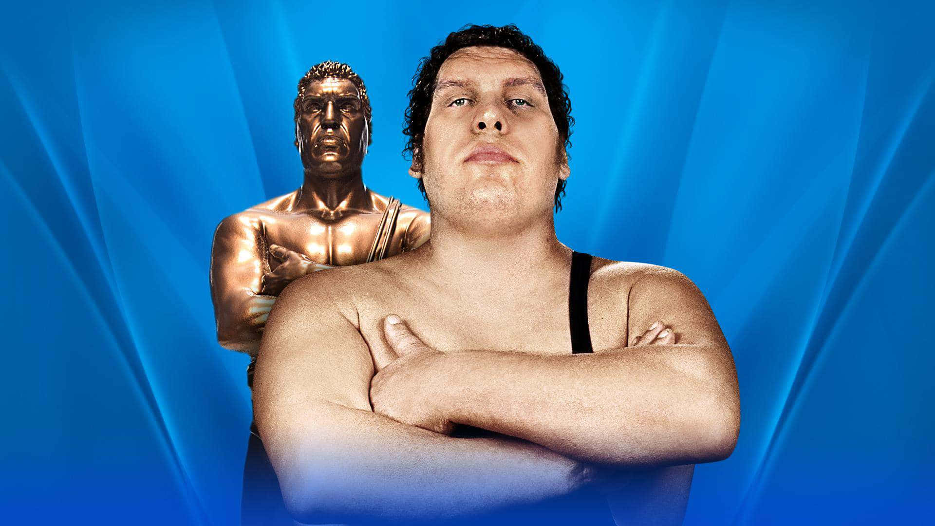 Andre The Giant, bronze statue, golden statue, Full HD Desktop Wallpaper