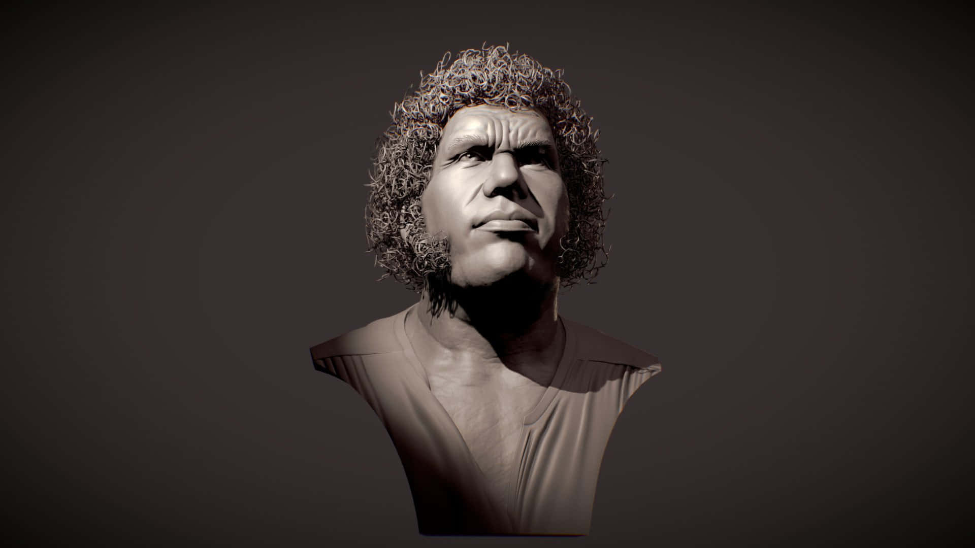 Andre The Giant, sculpted bust, curly hair, Full HD Desktop Wallpaper