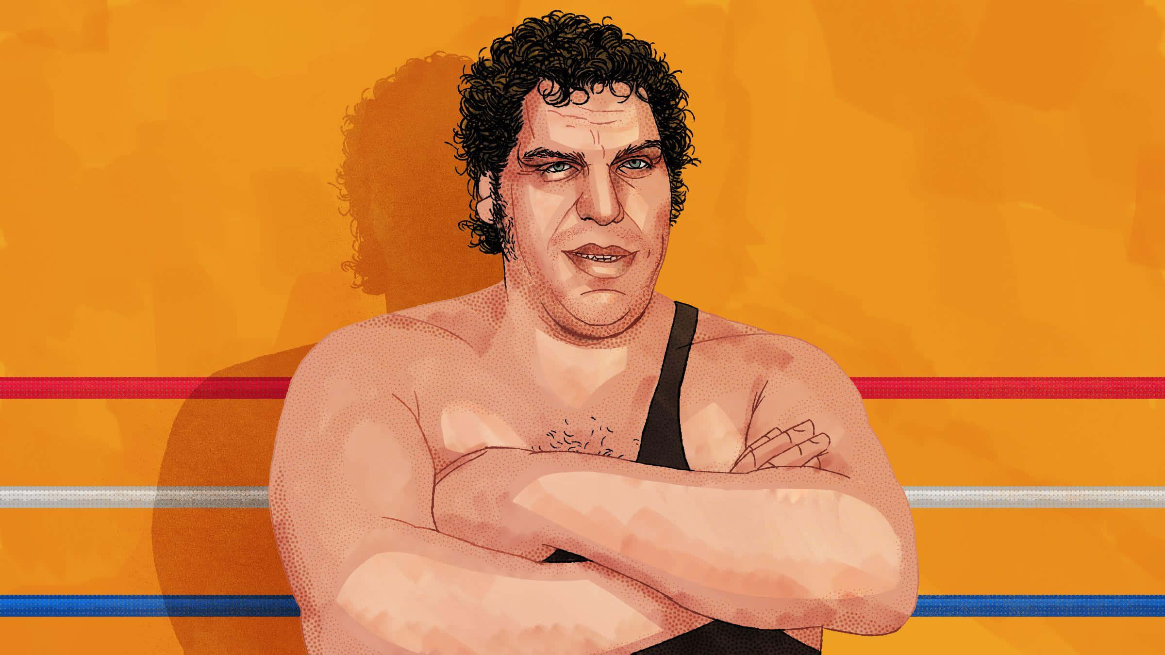 Andre The Giant, realistic portrait illustration, muscular wrestler, Full HD Desktop Wallpaper