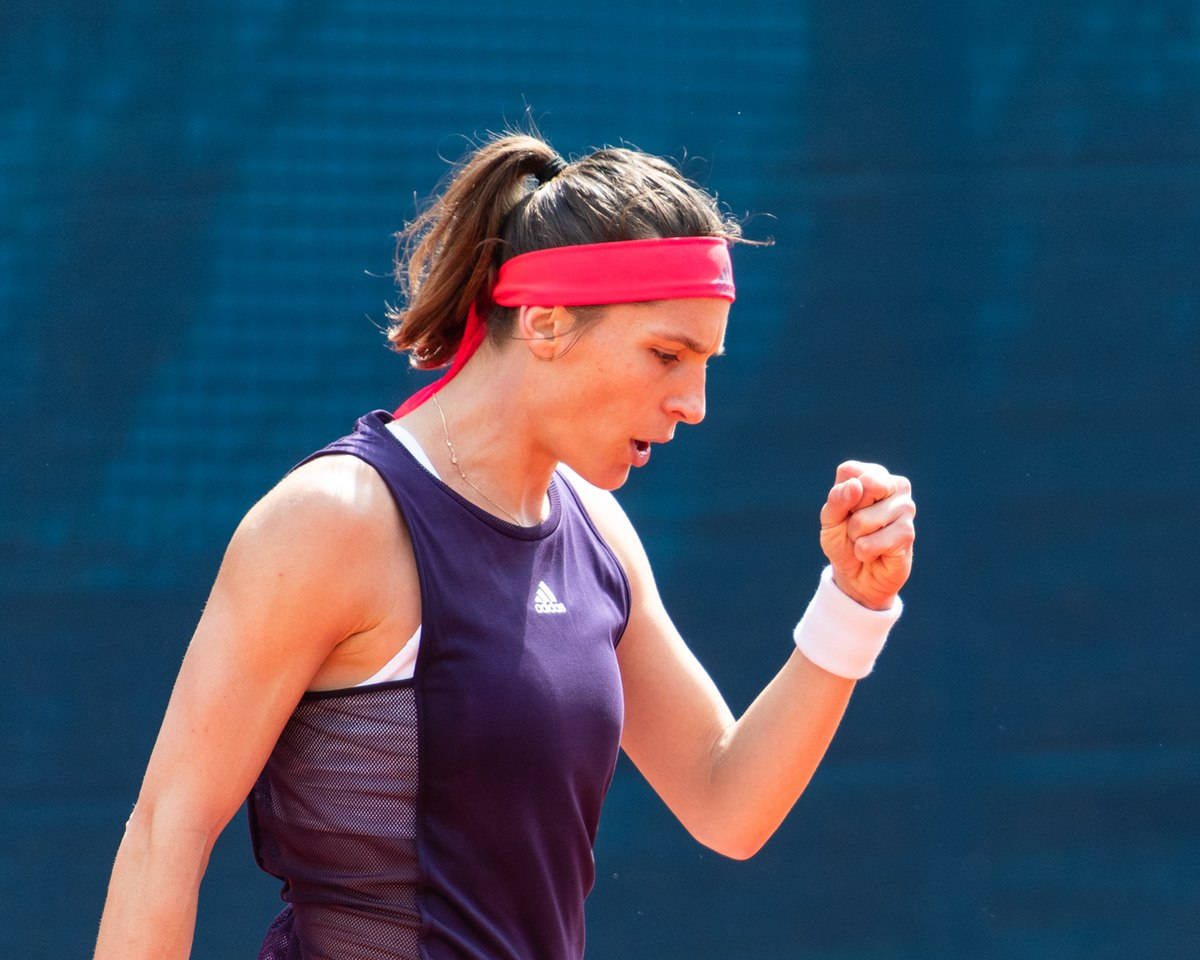 Andrea Petkovic, purple outfit, red headband, SD Desktop Wallpaper