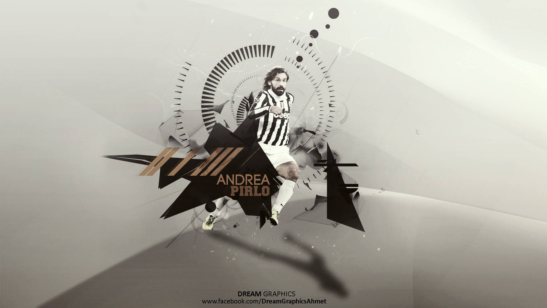 Andrea Pirlo, black and white, digital artwork, Full HD Desktop Wallpaper