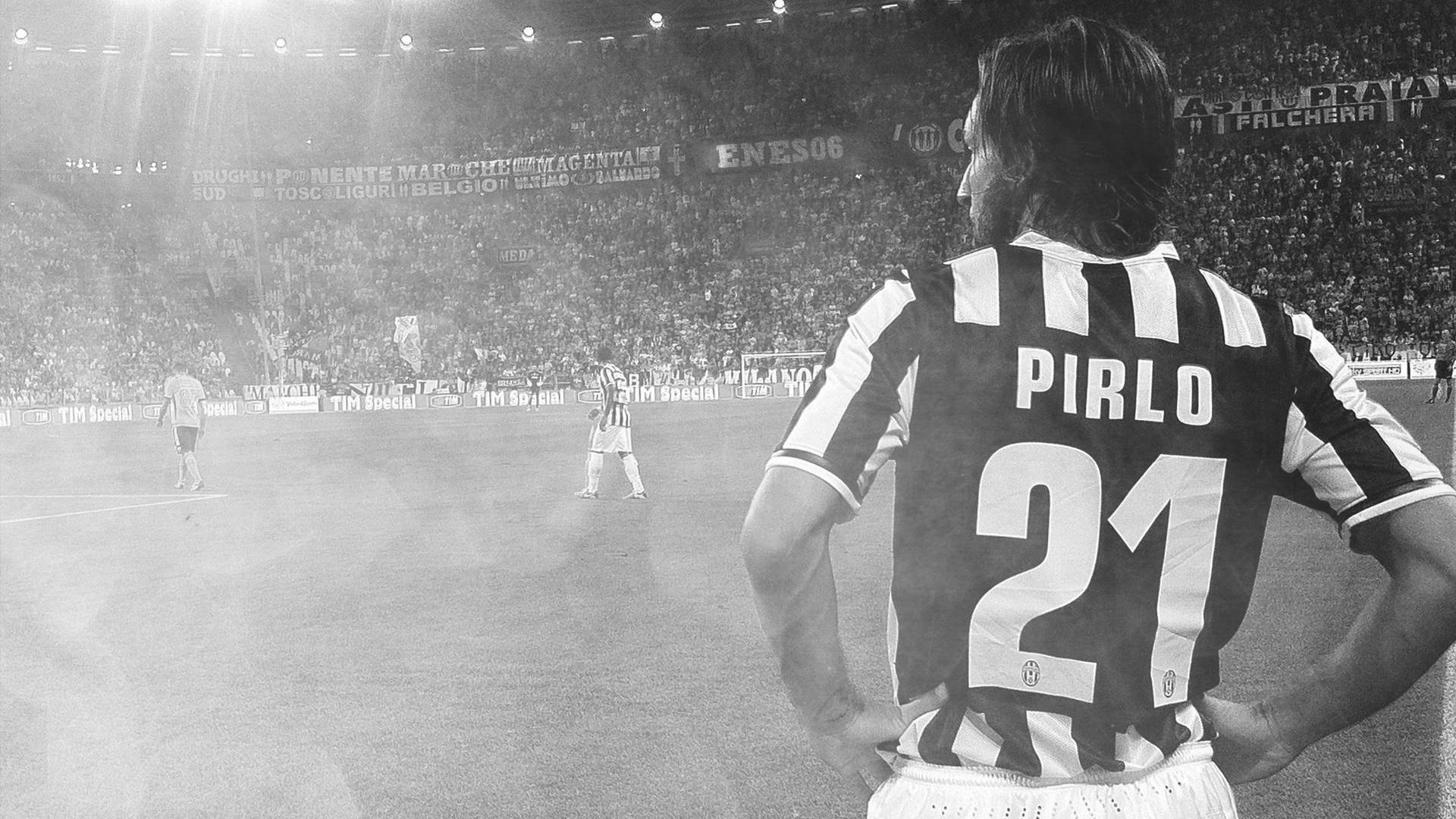 Andrea Pirlo, striped jersey, stadium pitch, Full HD Desktop Wallpaper