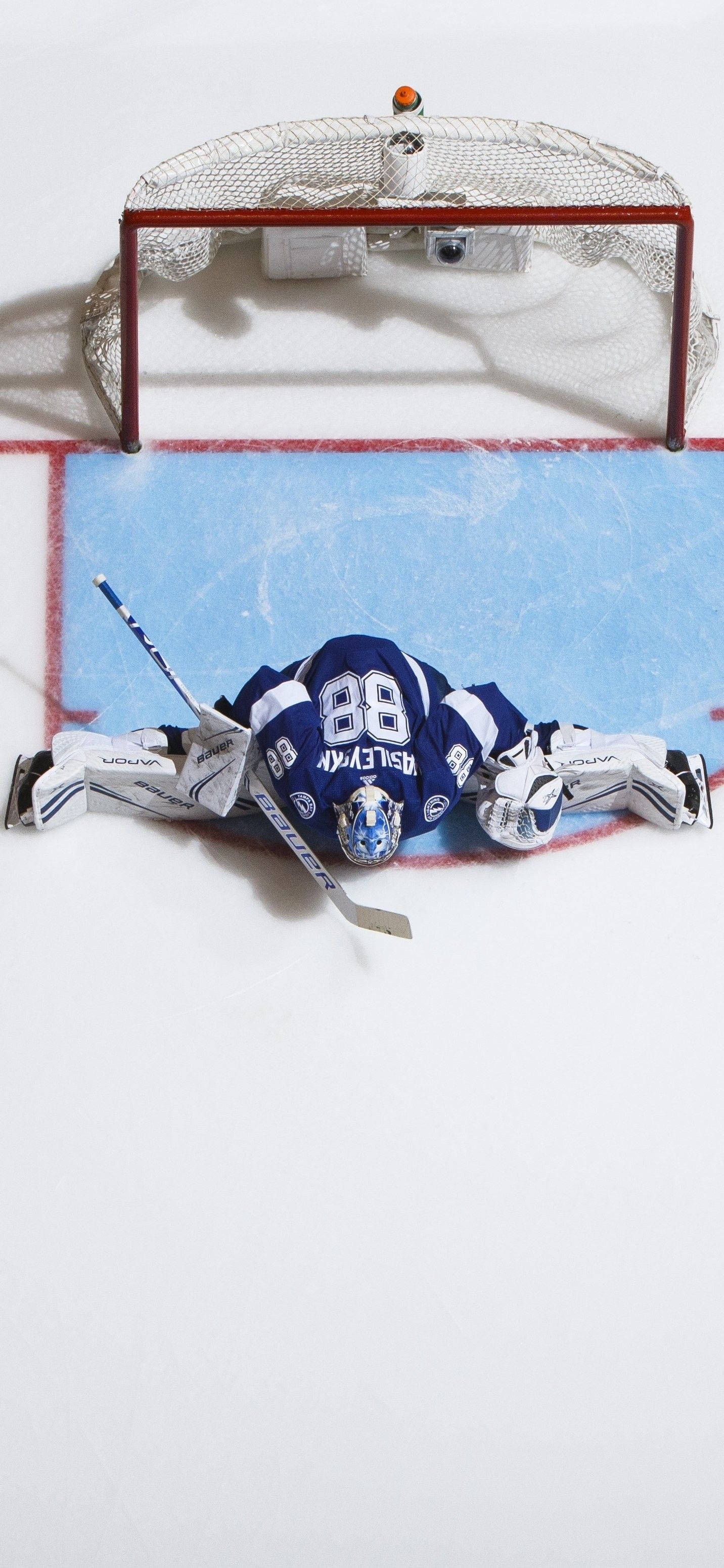 Andrei Vasilevskiy, blue and white gear, ice rink, 2K Phone Wallpaper