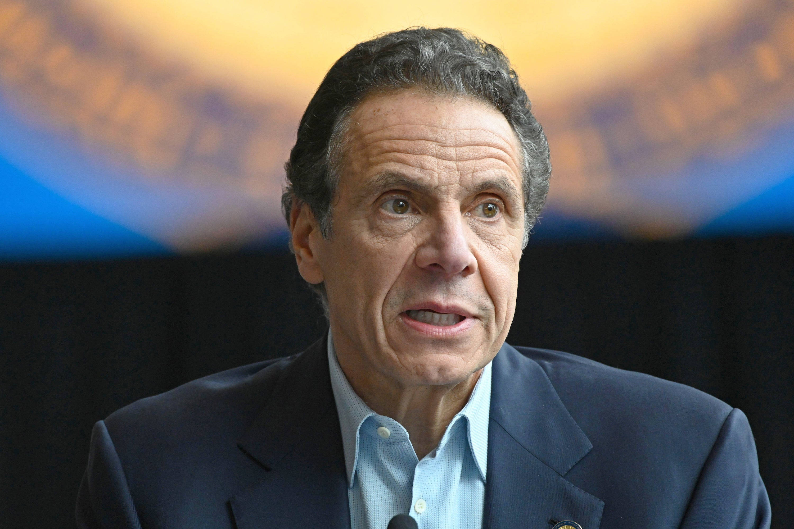Andrew Cuomo, dark suit, light blue shirt, 2K Desktop Wallpaper