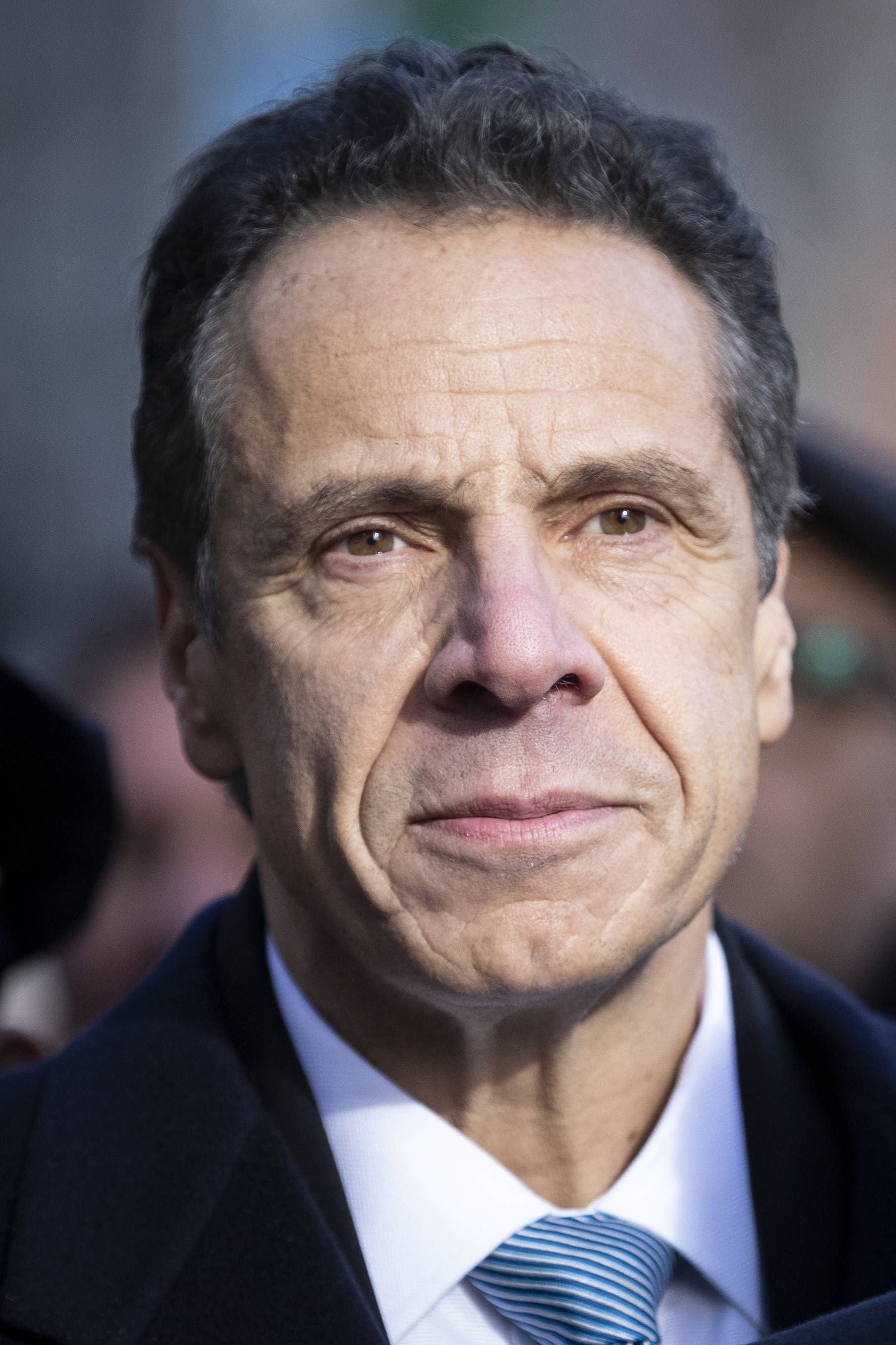 Andrew Cuomo, dark suit, striped tie, 2K Phone Wallpaper