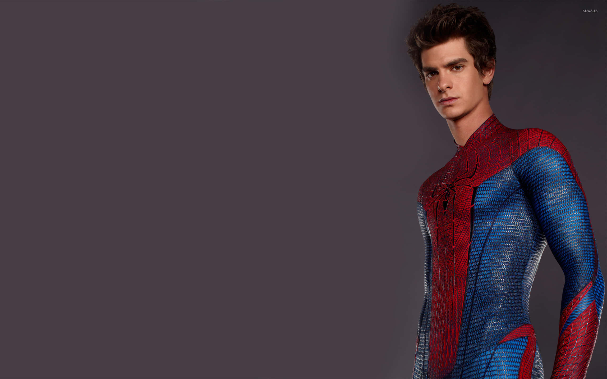 Andrew Garfield, Spider Man, red and blue textured suit, 2K Desktop Wallpaper