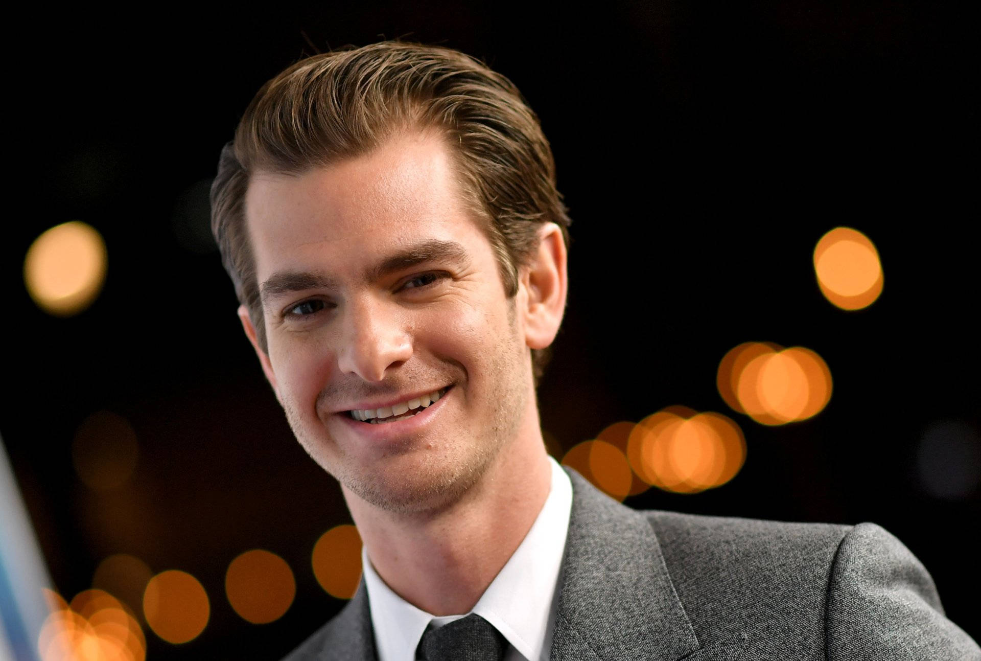 Andrew Garfield, gray suit, tie, Full HD Desktop Wallpaper
