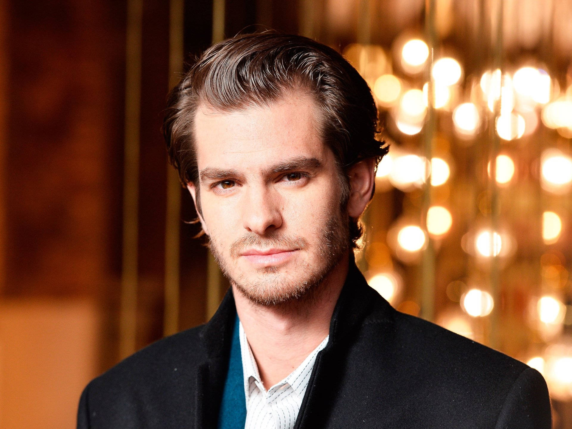 Andrew Garfield, long hair, dark coat, Full HD Desktop Wallpaper