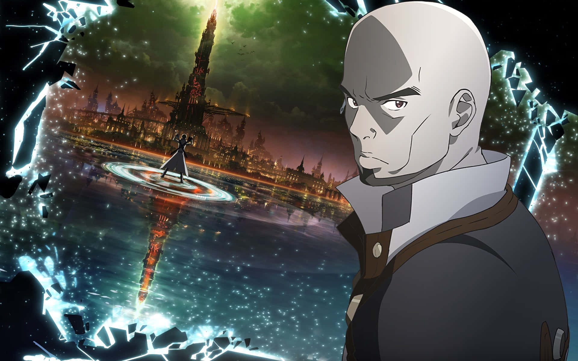 Andrew Gilbert Mills, anime warrior, glowing sword, Full HD Desktop Wallpaper