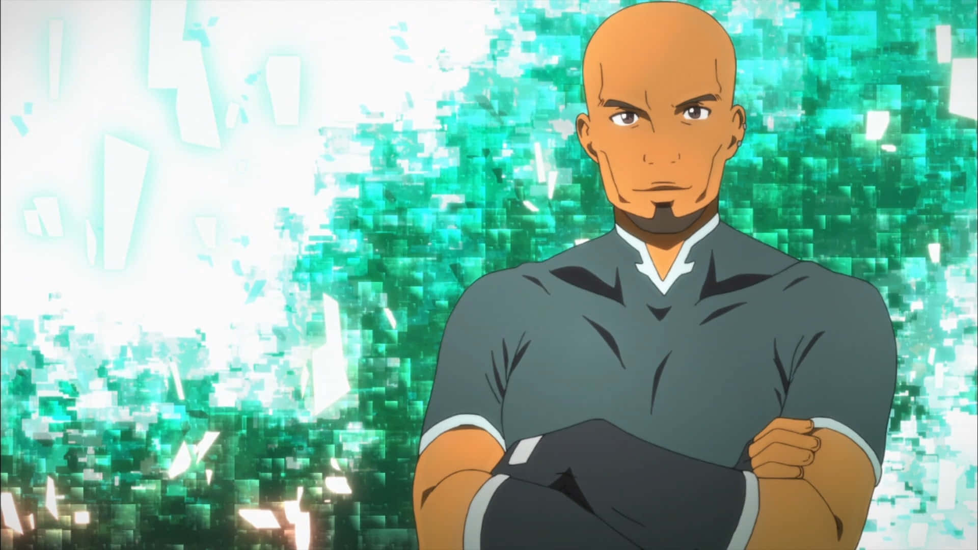 Andrew Gilbert Mills, bald anime man, goatee, Full HD Desktop Wallpaper