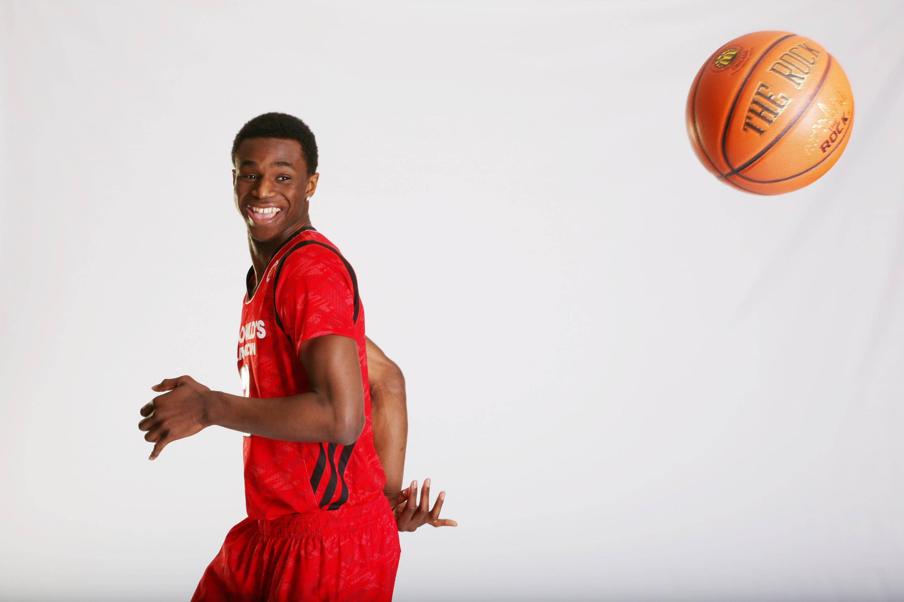 Andrew Wiggins, red jersey, orange basketball, 2K Desktop Wallpaper