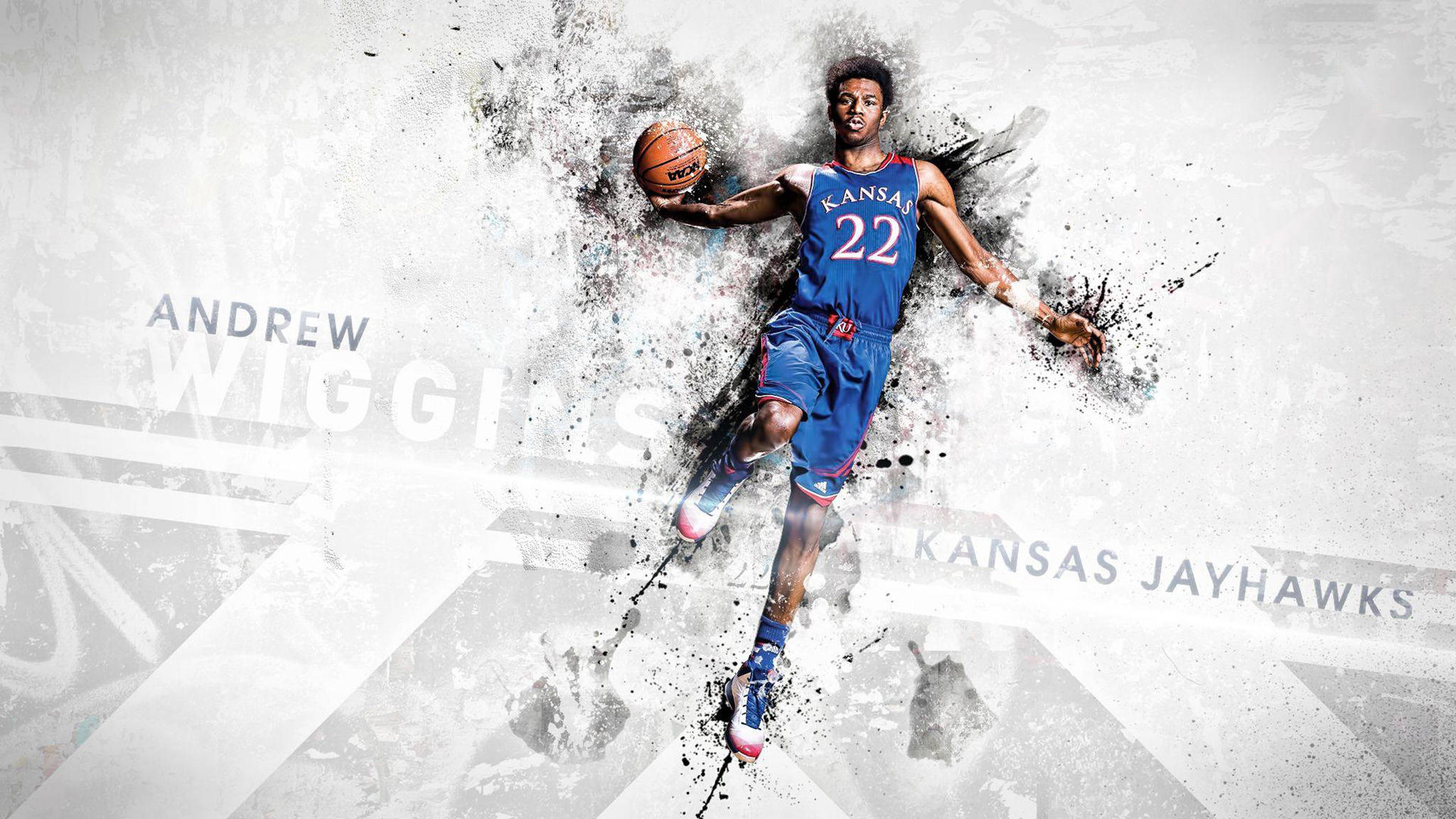 Andrew Wiggins, blue Kansas Jayhawks jersey, number 22, Full HD Desktop Wallpaper