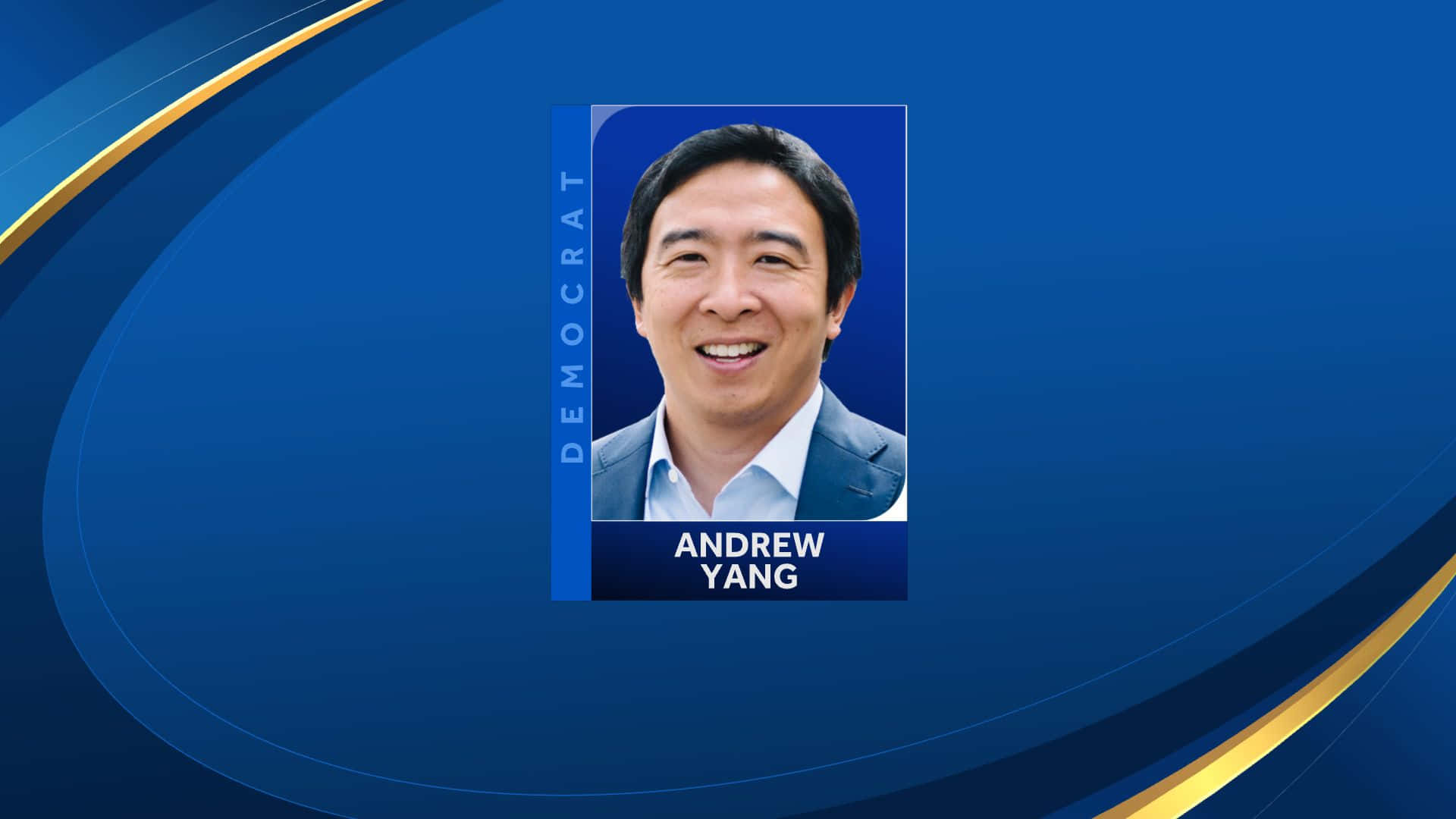Andrew Yang, ID Card, blue and gold abstract political campaign background, Full HD Desktop Wallpaper