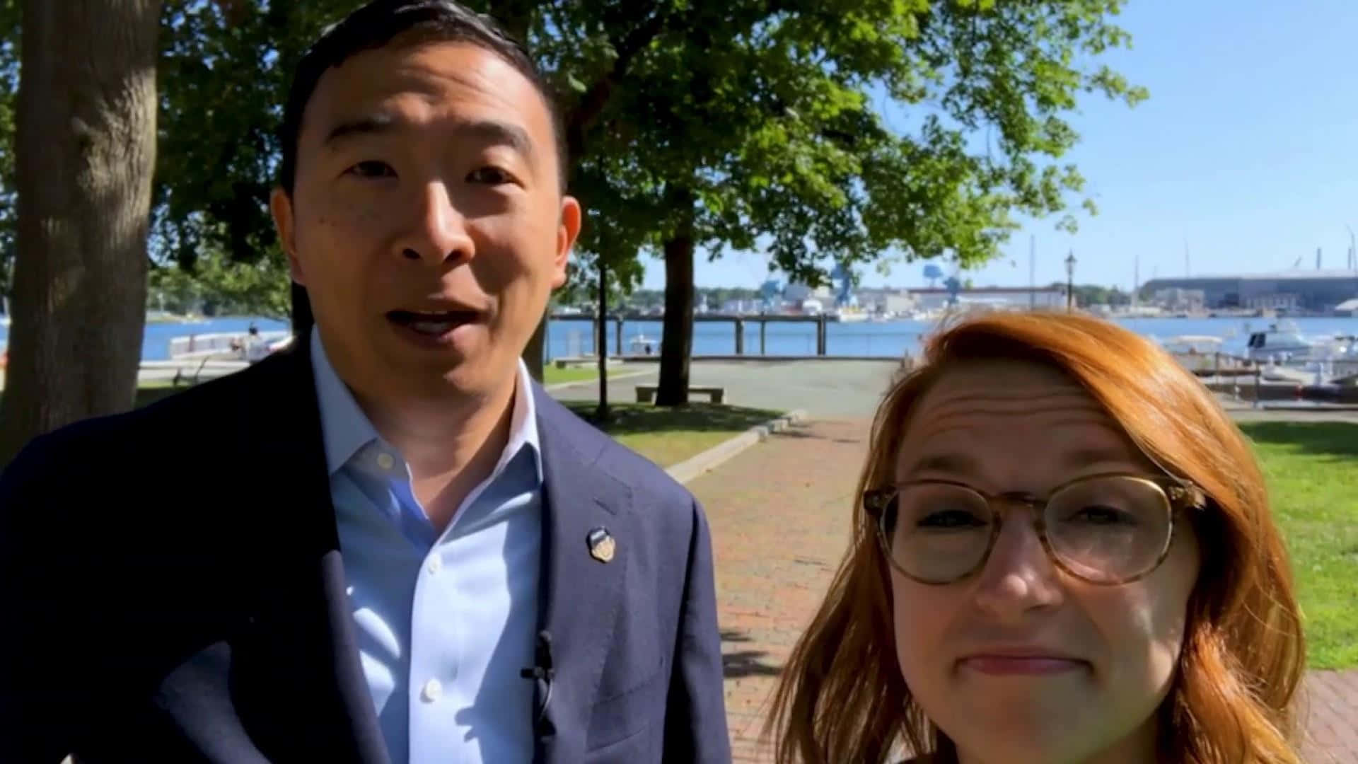 Andrew Yang, supporter, outdoors, Full HD Desktop Wallpaper