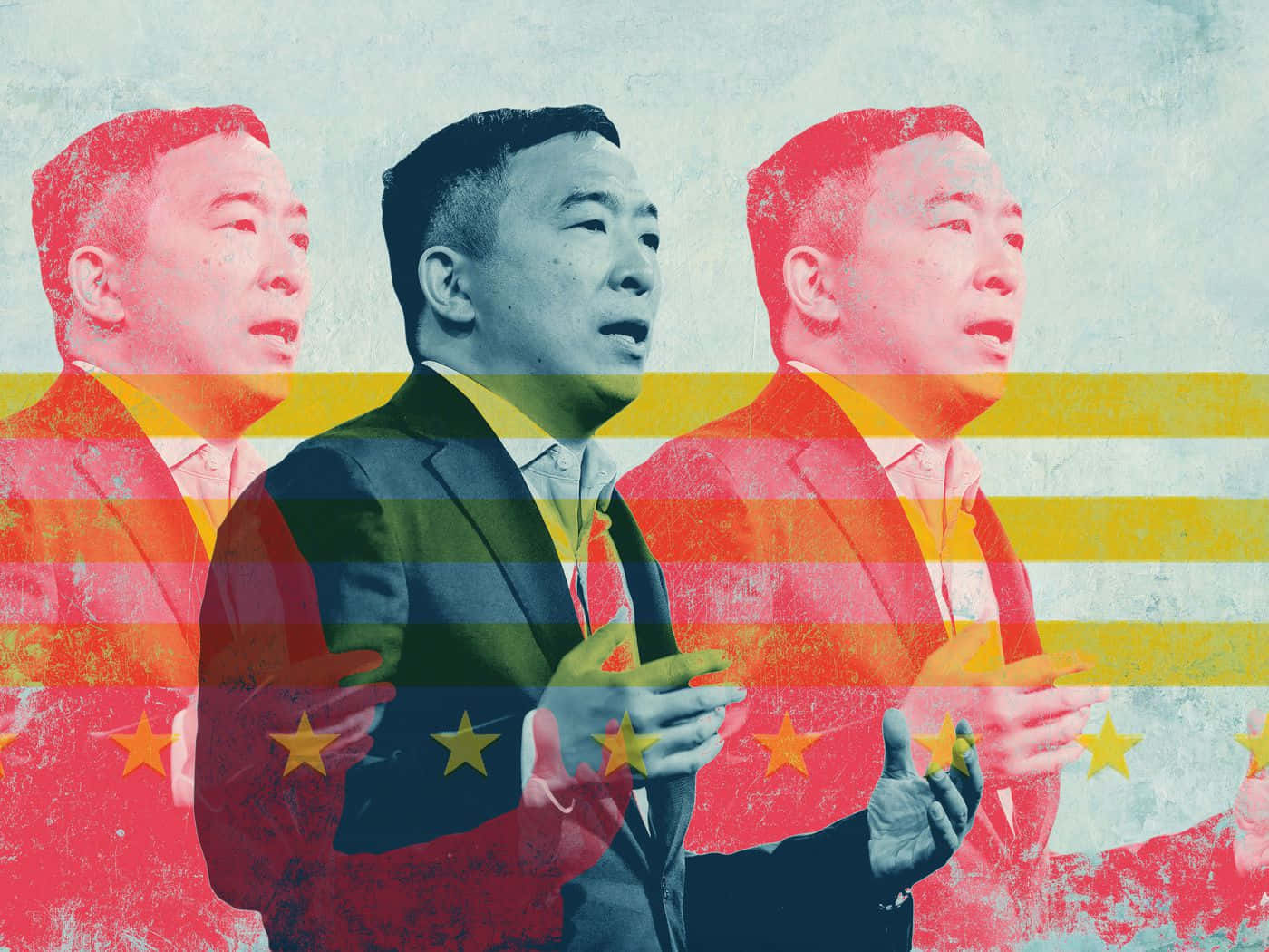 Andrew Yang, Asian-American Democrat, striped background, HD Desktop Wallpaper