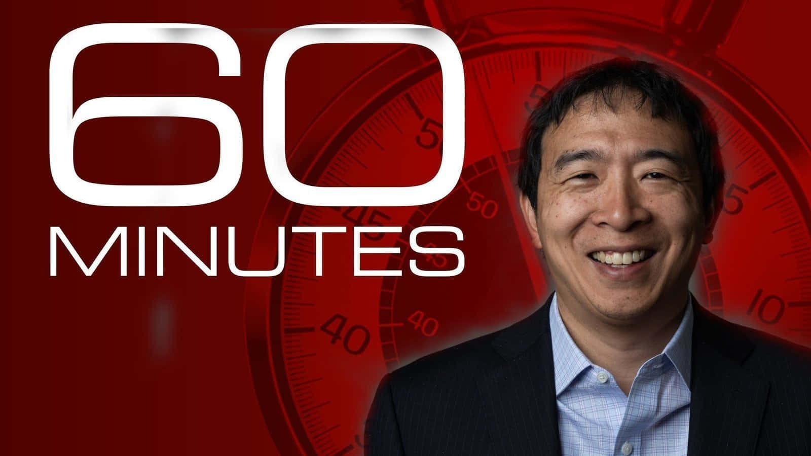 Andrew Yang, 60 Minutes, red clock face, HD Desktop Wallpaper
