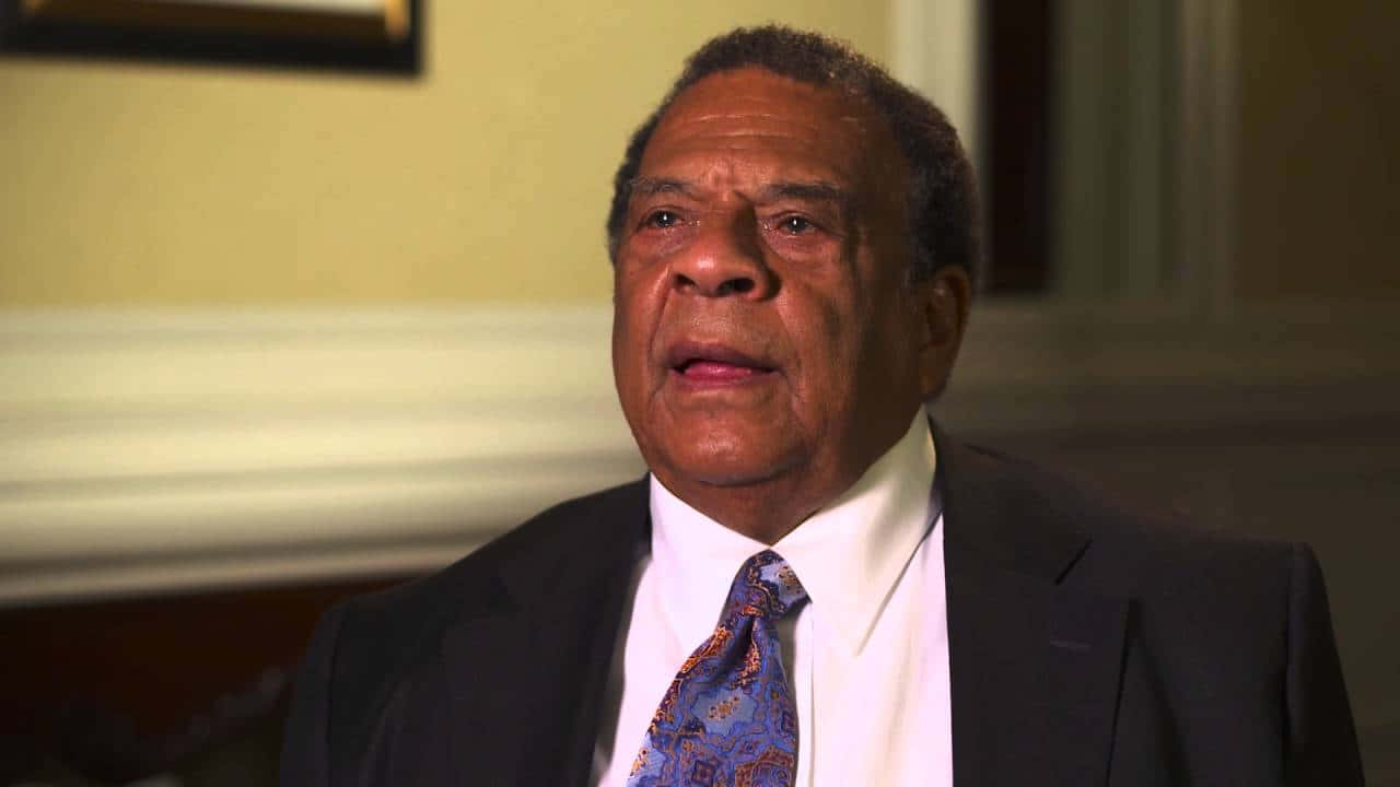 Andrew Young, dark suit, patterned tie, HD Desktop Wallpaper