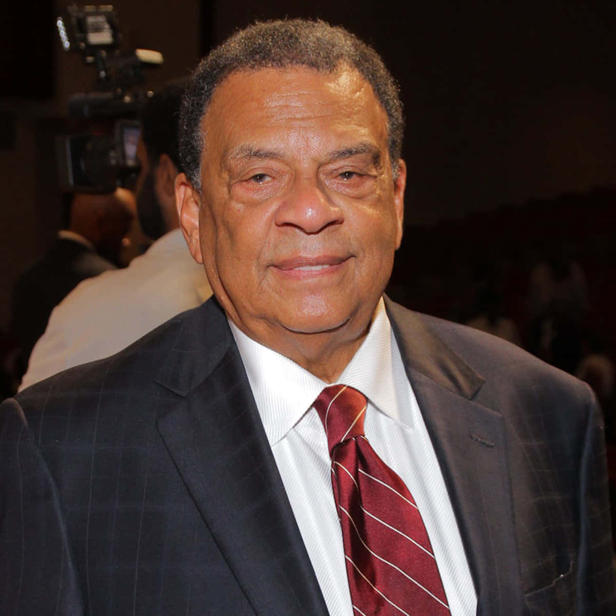 Andrew Young, red striped tie, dark suit, SD Desktop Wallpaper
