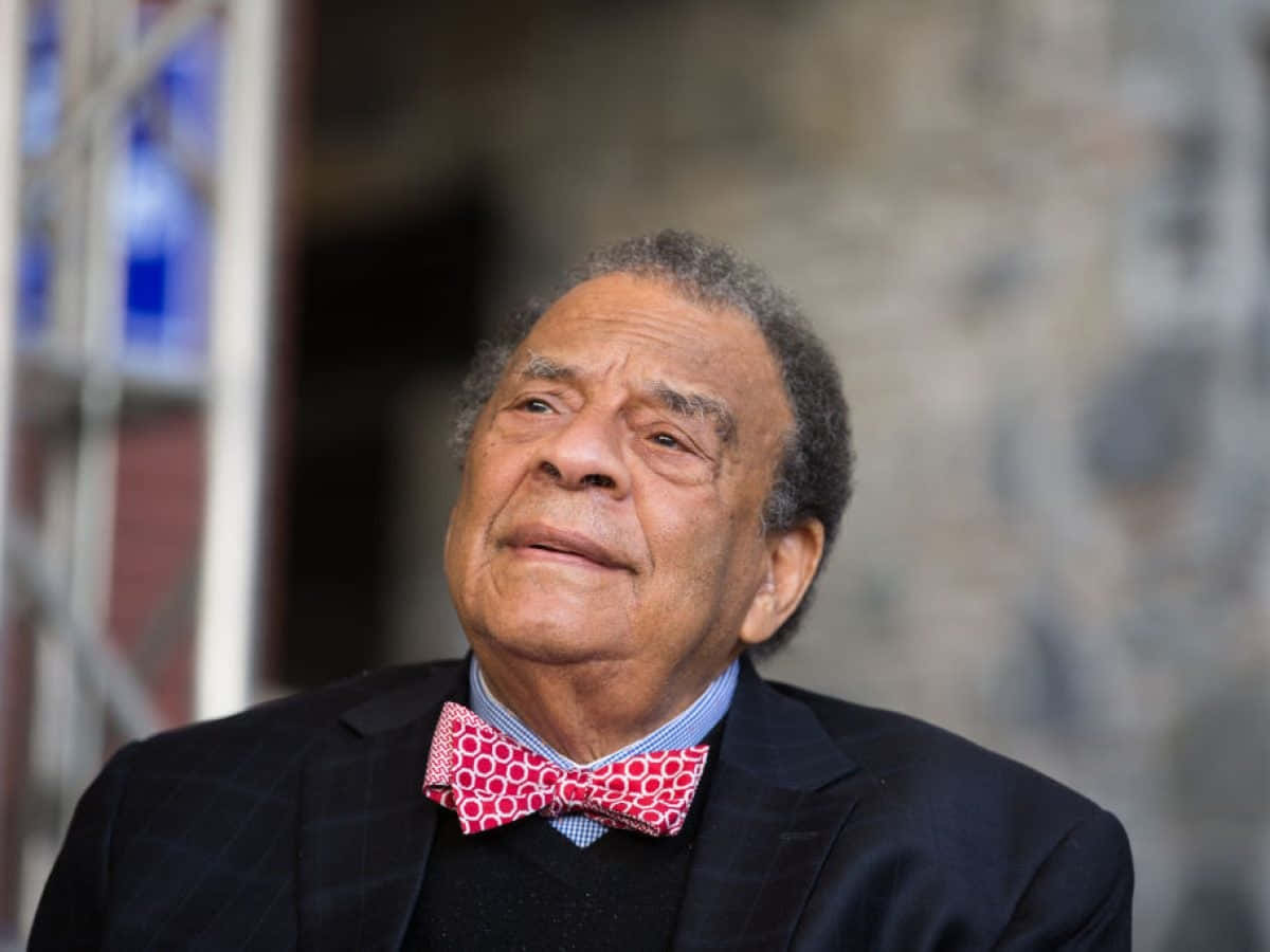 Andrew Young, grid patterned bowtie, dark suit, SD Desktop Wallpaper