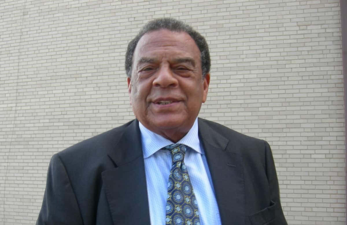Andrew Young, dark suit, patterned tie, SD Desktop Wallpaper