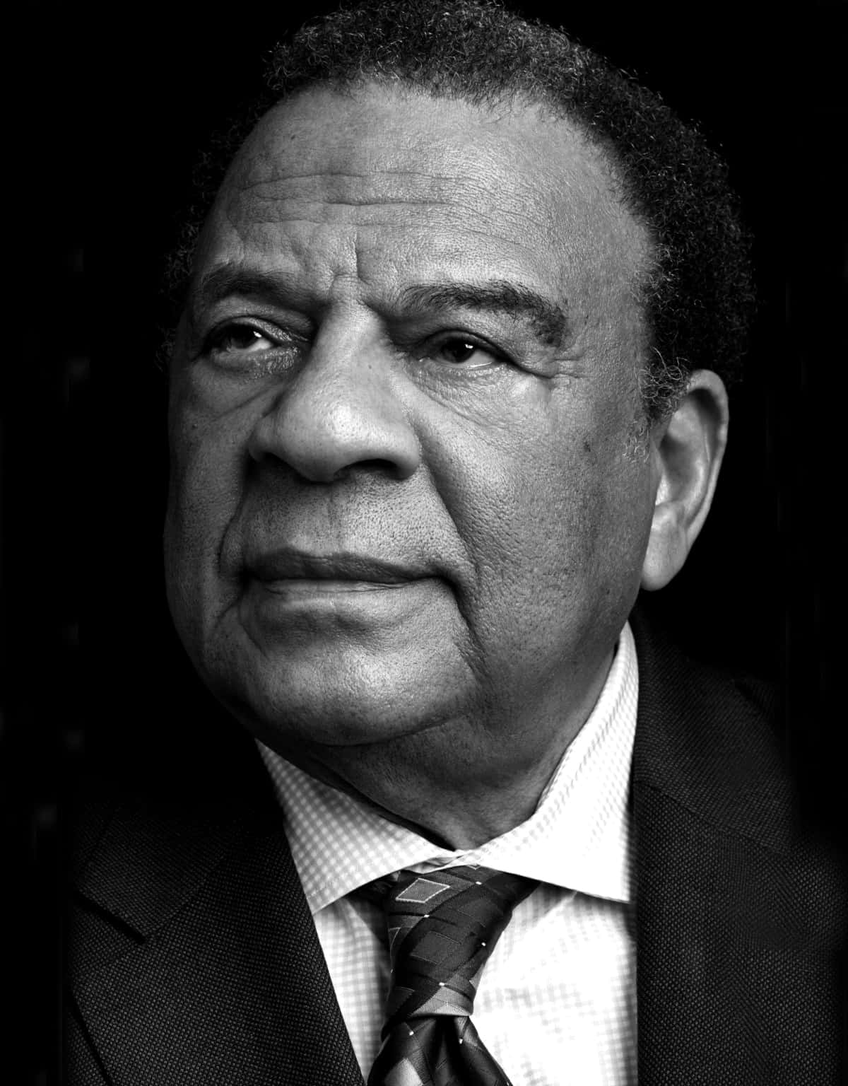 Andrew Young, black and white portrait, elderly man, HD Phone Wallpaper